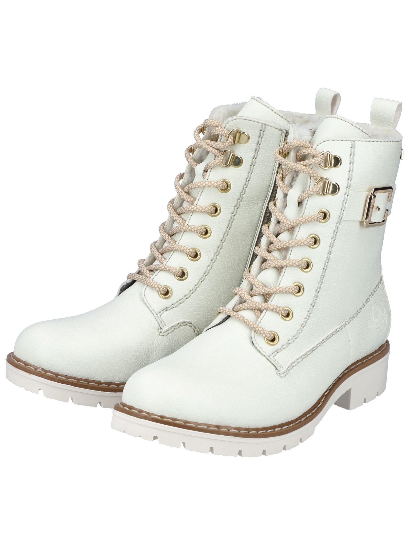 Schnürstiefelette RIEKER "Rieker Stiefelette Lederimitat", Damen, Gr. 40, weiß, Lederimitat, Schuhe Schnürstiefelette 6