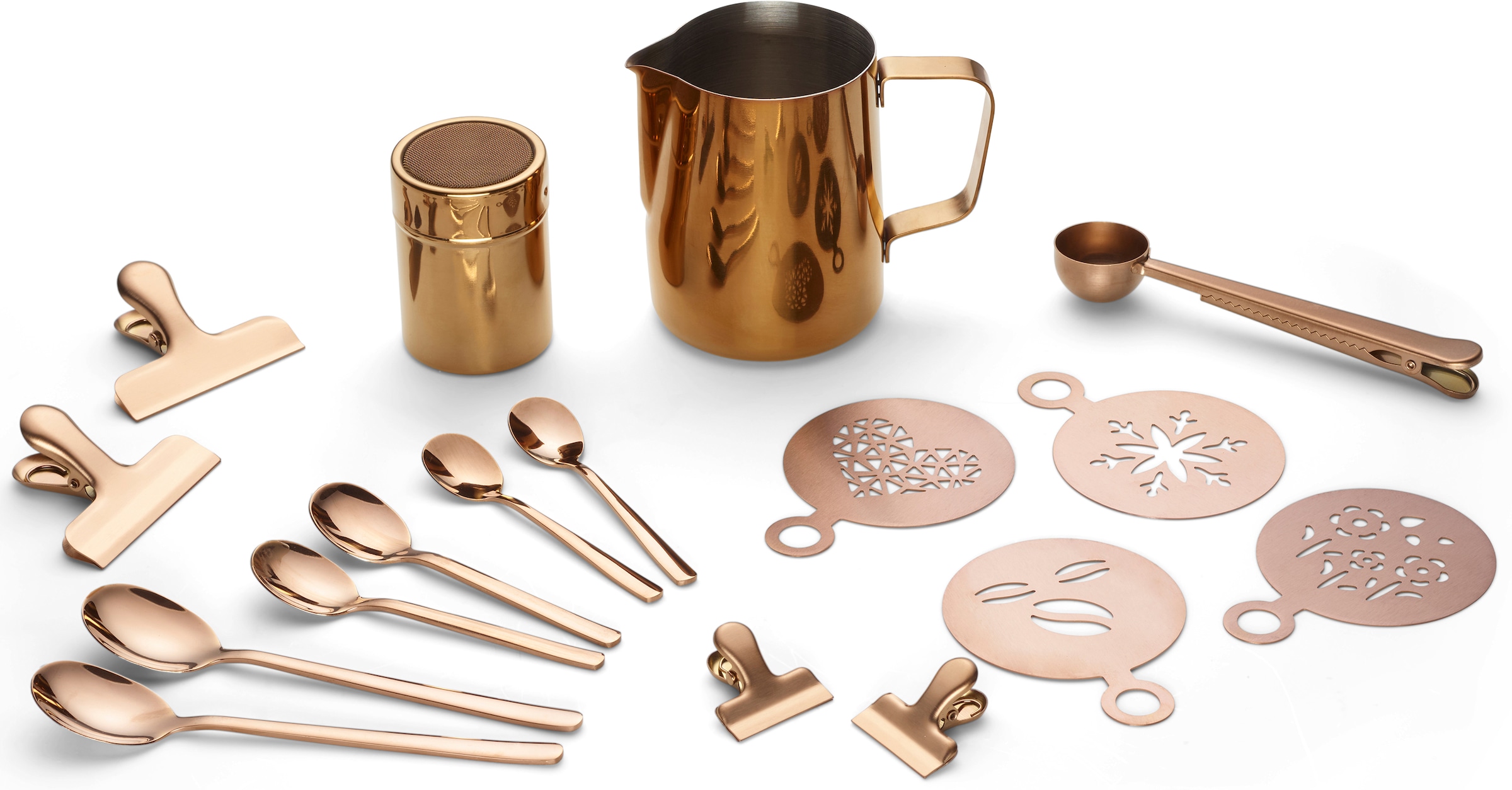 ECHTWERK Barista-Set, (Set, 23 tlg.), Kaffeezubehör-Set, ideal für Cappuccino oder Latte Macchiato, 23-tlg.