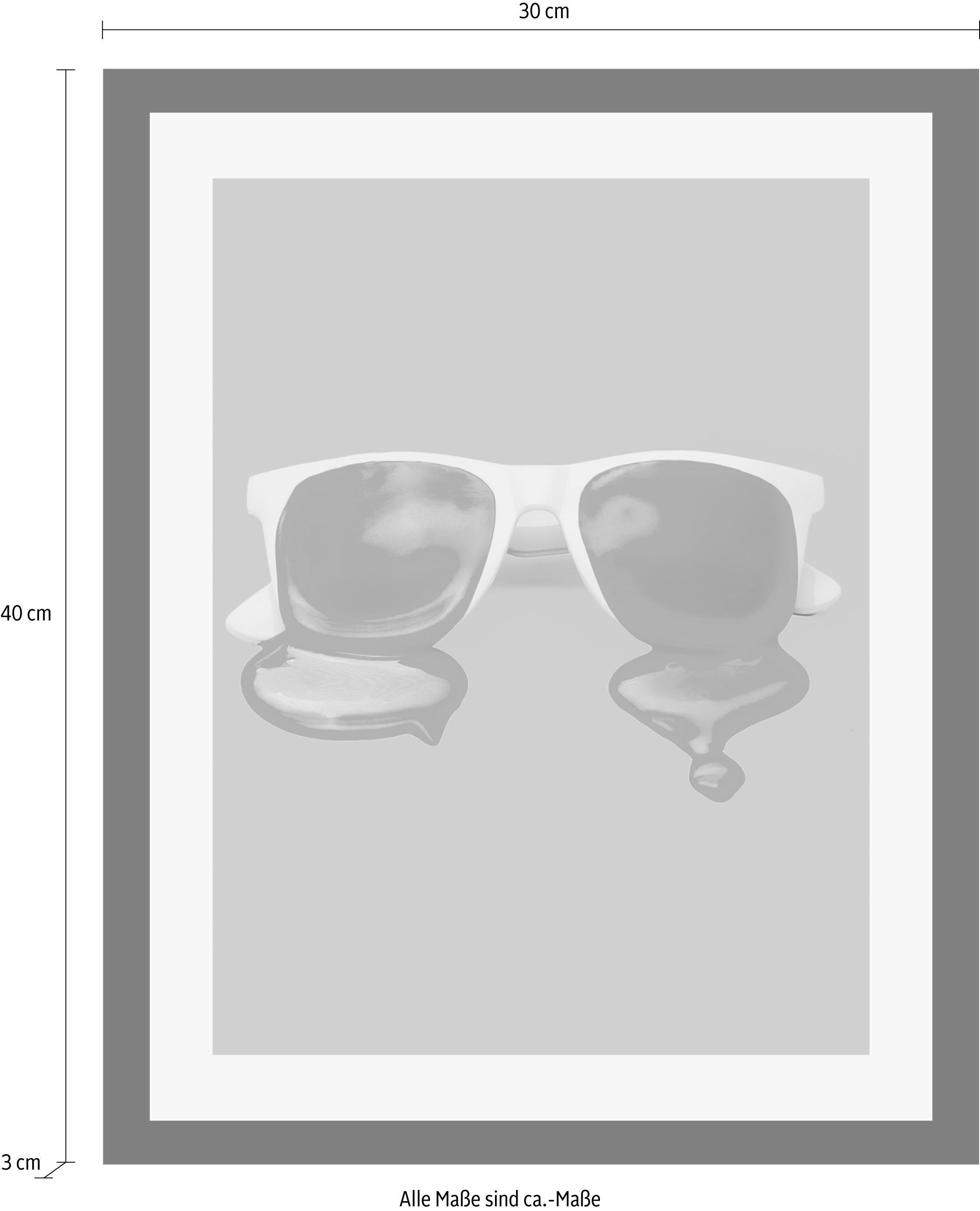 queence Bild »Brille«, Humor-Kunst, HD Premium Poster-Druck inkl. Holzrahmen