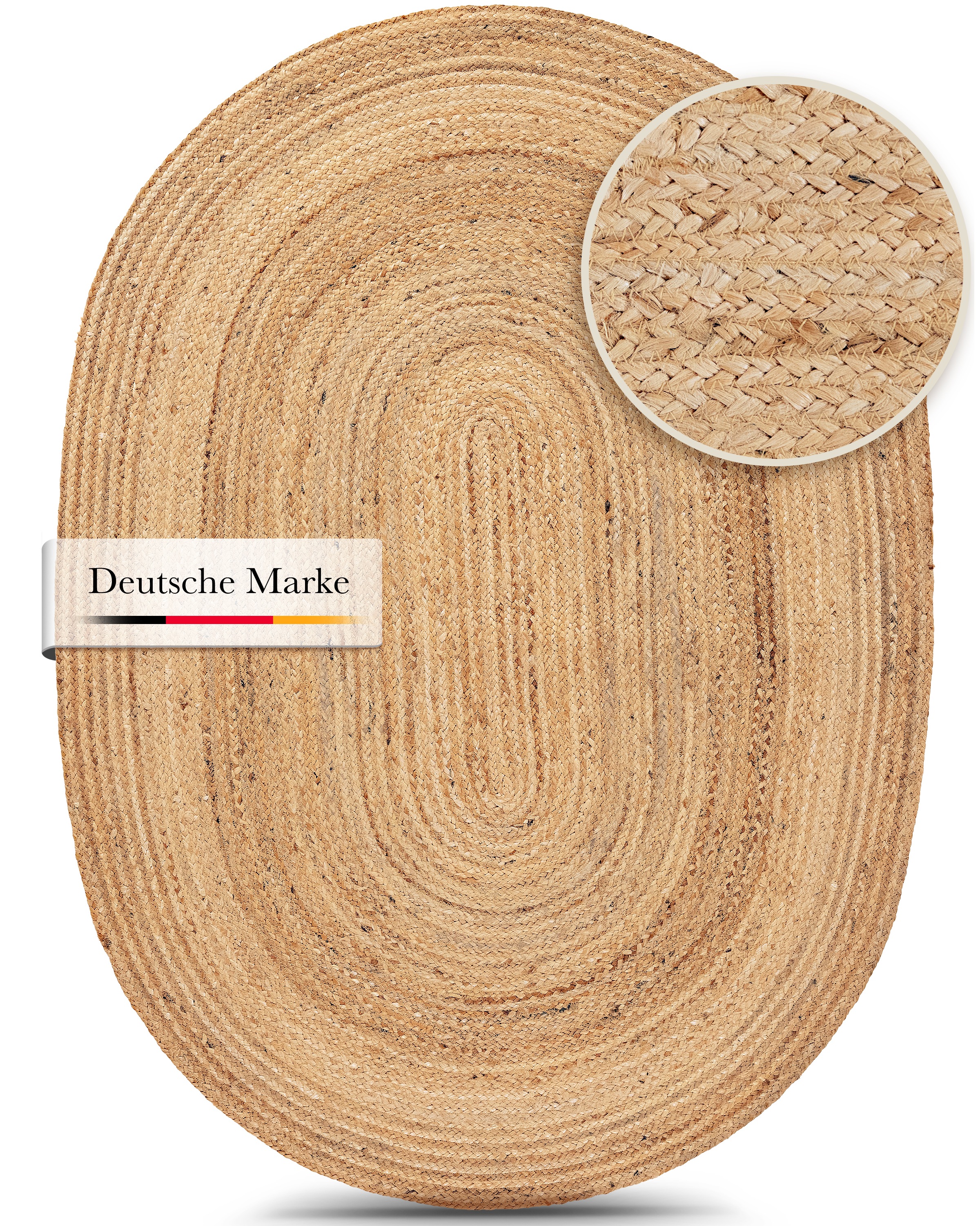 Thumbnail - carpetfine Teppich "Nele Juteteppich Naturfaser", rund, 6 mm Höhe, geflochtener Wendeteppich aus 100%Jute, in rund und o...