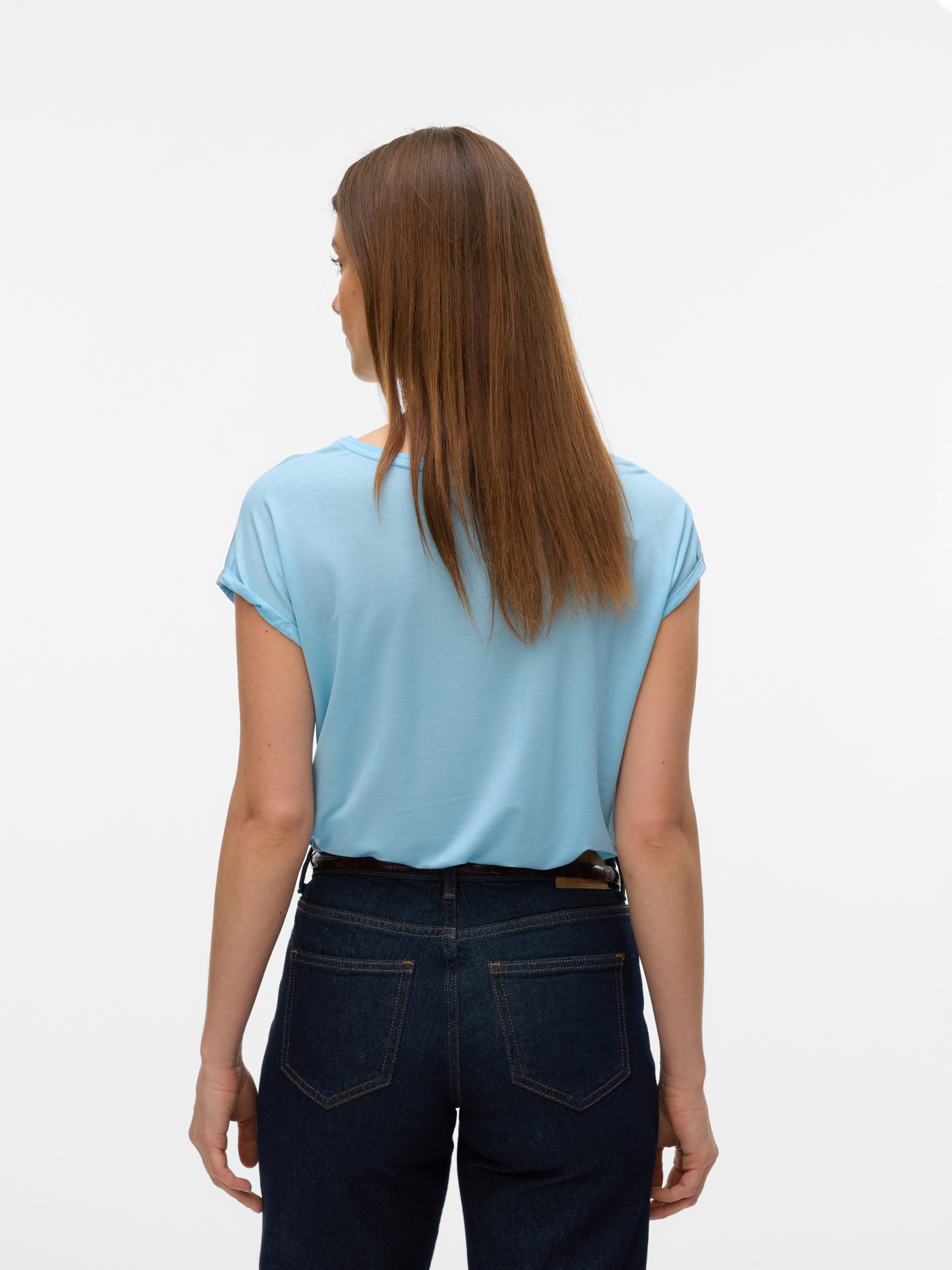 Vero Moda Rundhalsshirt "VMAVA PLAIN SS TOP GAJRS NOOS" Materialmix, regula günstig online kaufen