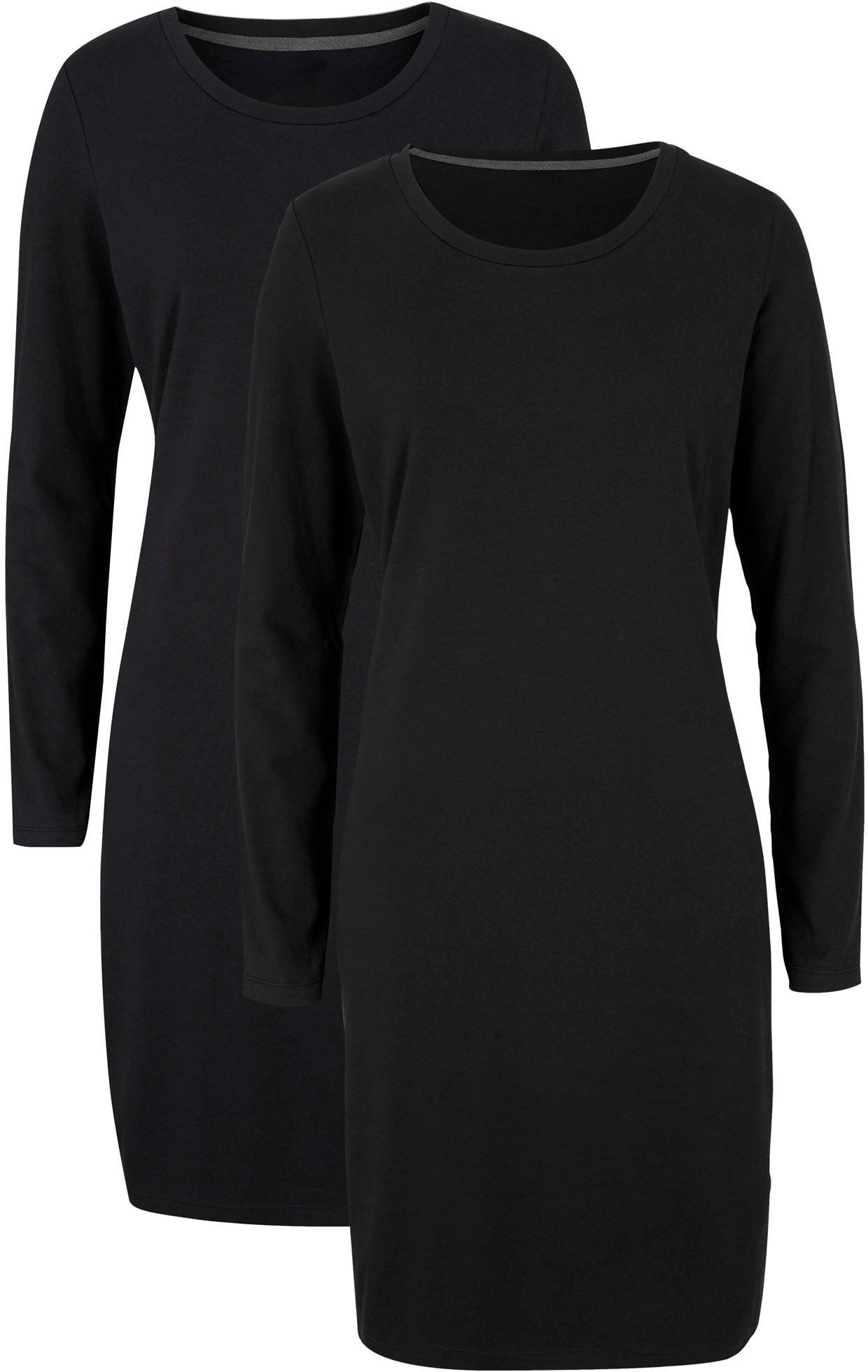 bonprix Jerseykleid »Figurbetontes Jerseykleid (2er Pack)« Packung, 2 Stk. tlg. für Alltag, schmale Passform, aus Baumwollmischung, kniefrei