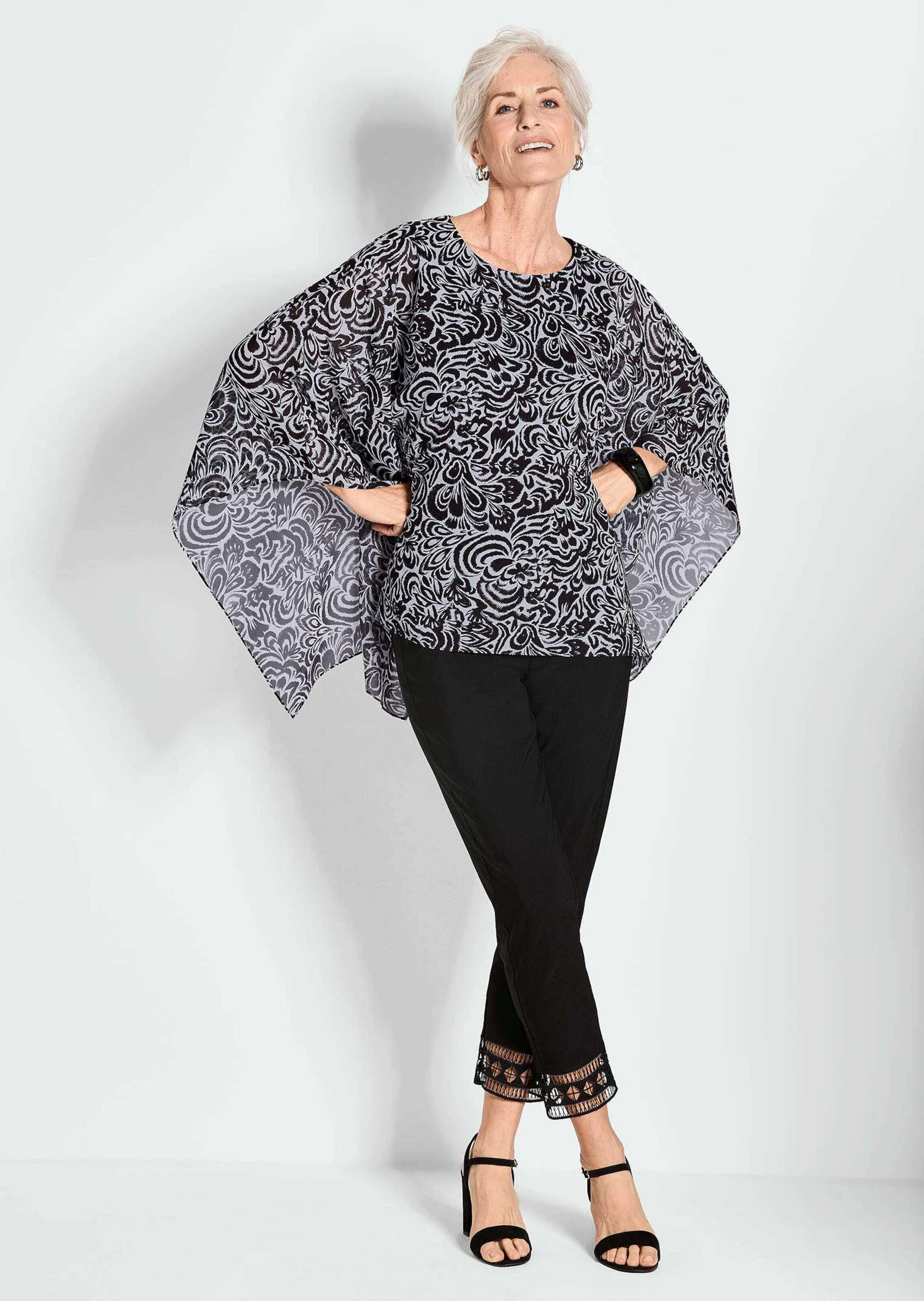 GOLDNER Satinbluse "Tunikbluse mit Chiffon-Überwurf, Print" günstig online kaufen