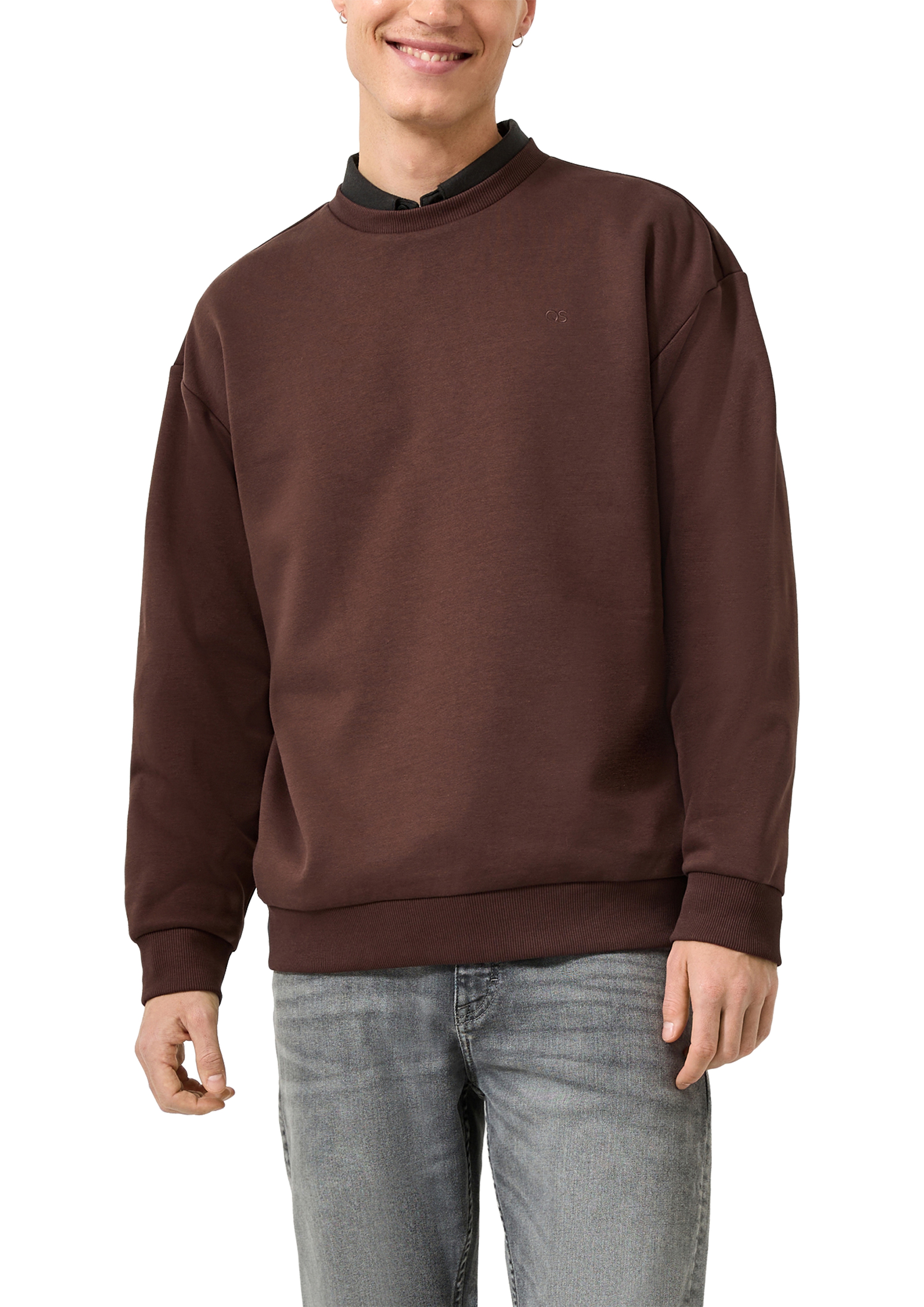 QS Sweatshirt, mit Logo Stickerei
