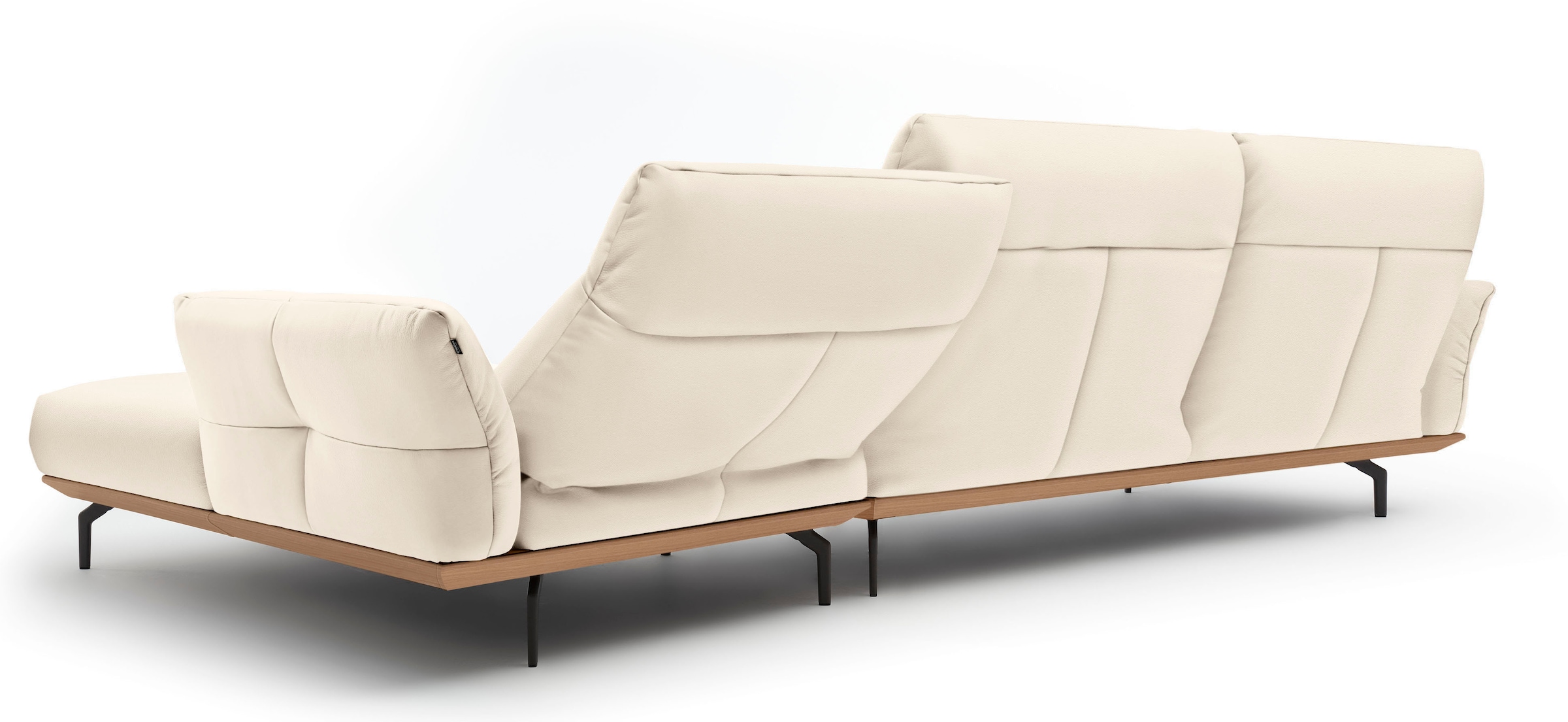 Creation BY ROLF BENZ Ecksofa »CR.460«, Sockel in Eiche, Winkelfüße in Umbragrau, Breite 338 cm