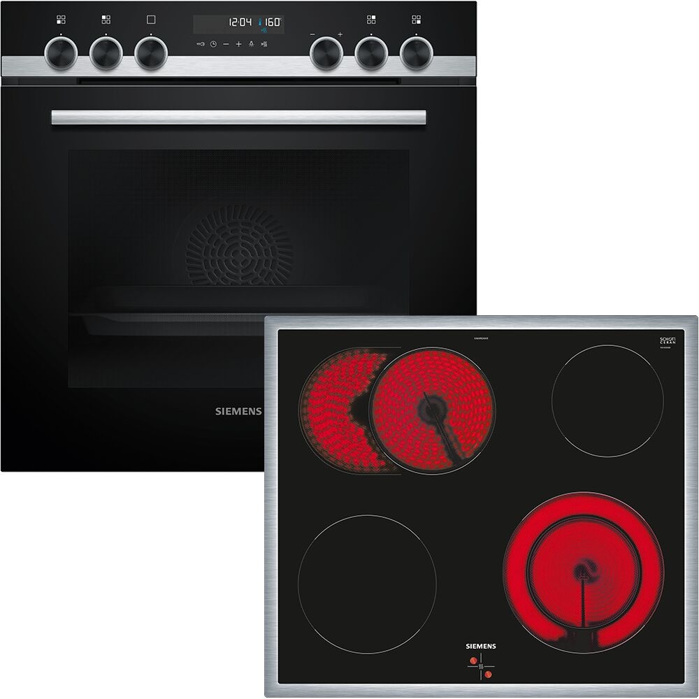 SIEMENS Elektro-Herd-Set "PQ521KB11", grau, Herdsets, Backwagen mit ausziehbarer Tür für bequemes Kochen & Backen