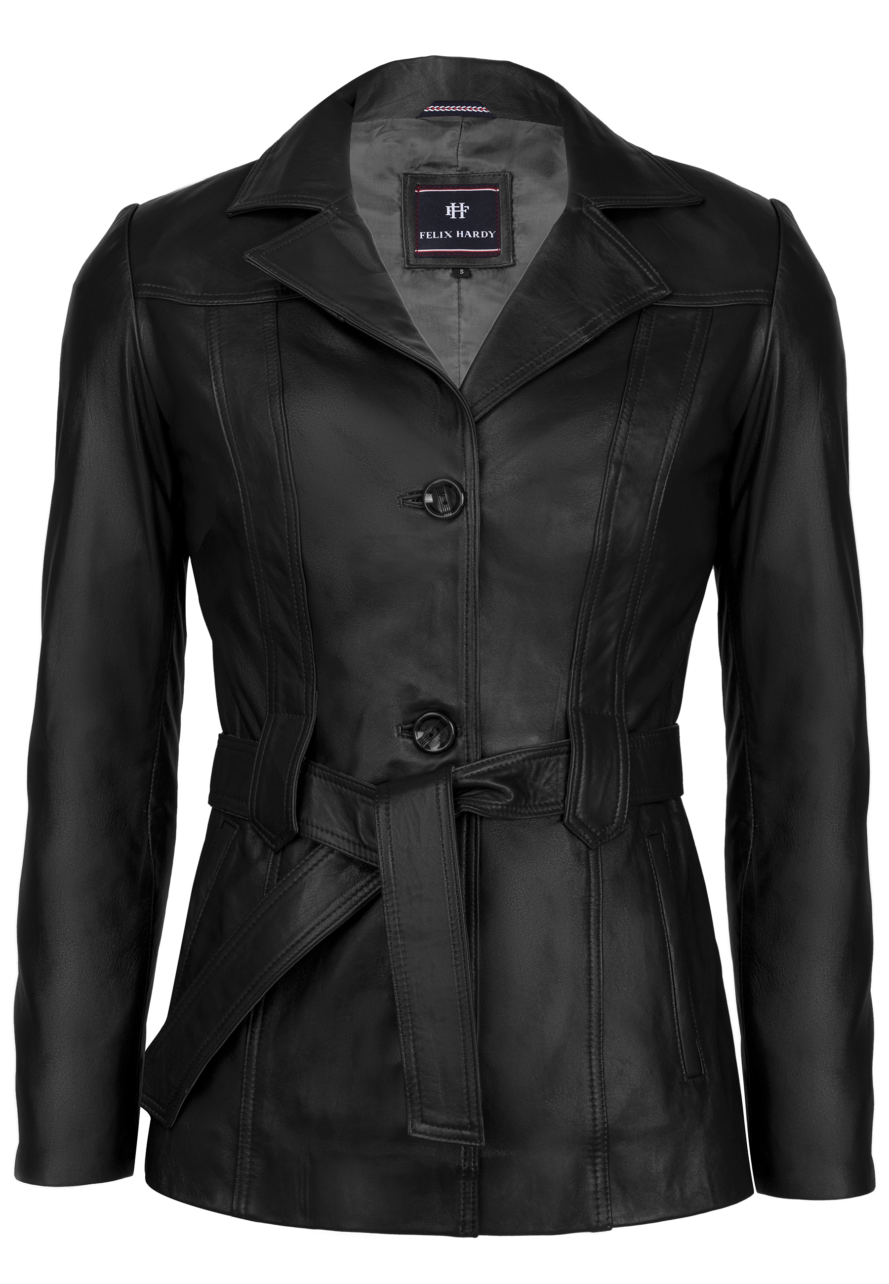 Felix Hardy Lederjacke "Lederjacke mit Gürtel und Knöpfen" günstig online kaufen