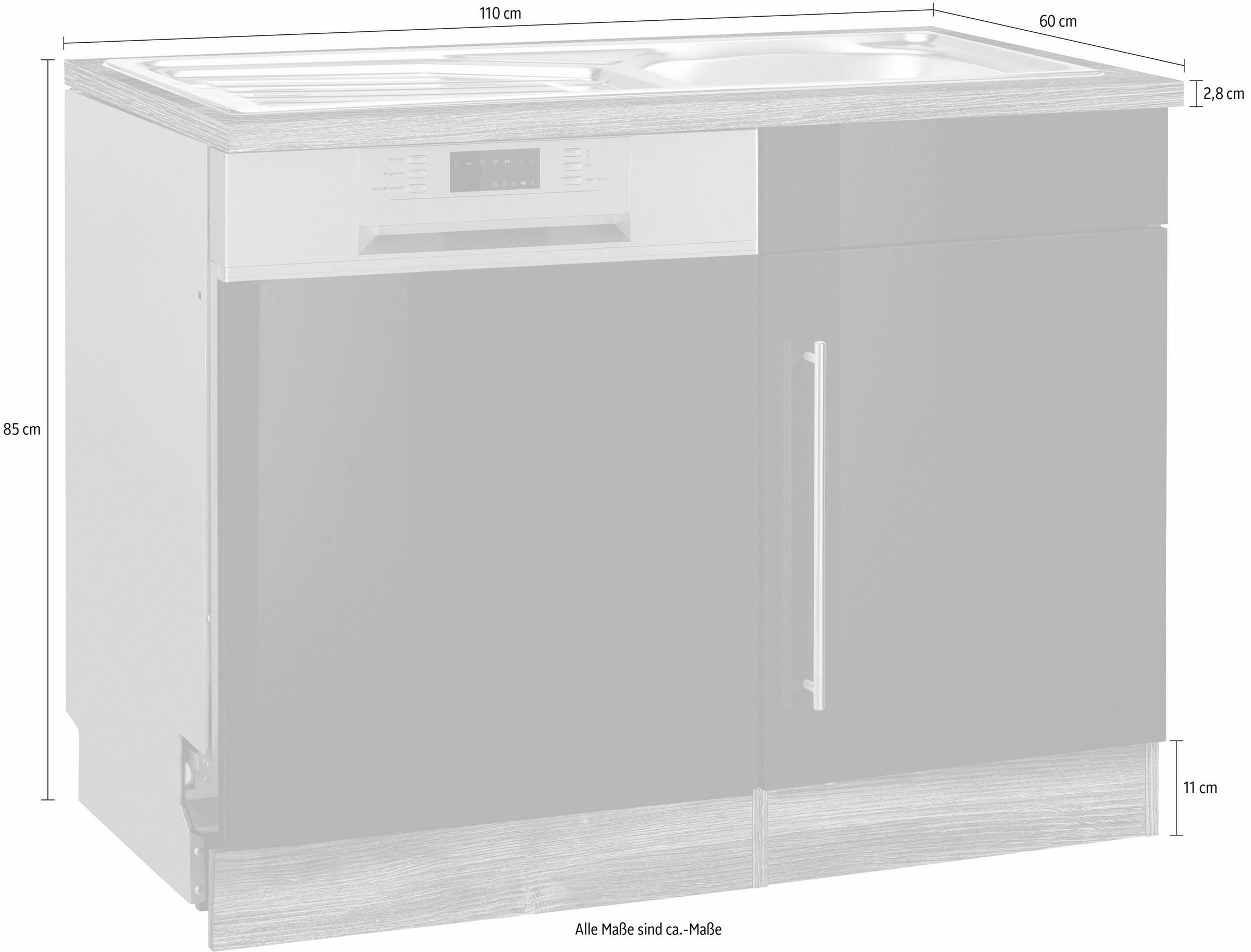 HELD MÖBEL Spülenschrank »Samos«, 110 cm breit, inkl. Tür/Sockel für  Geschirrspüler kaufen | BAUR