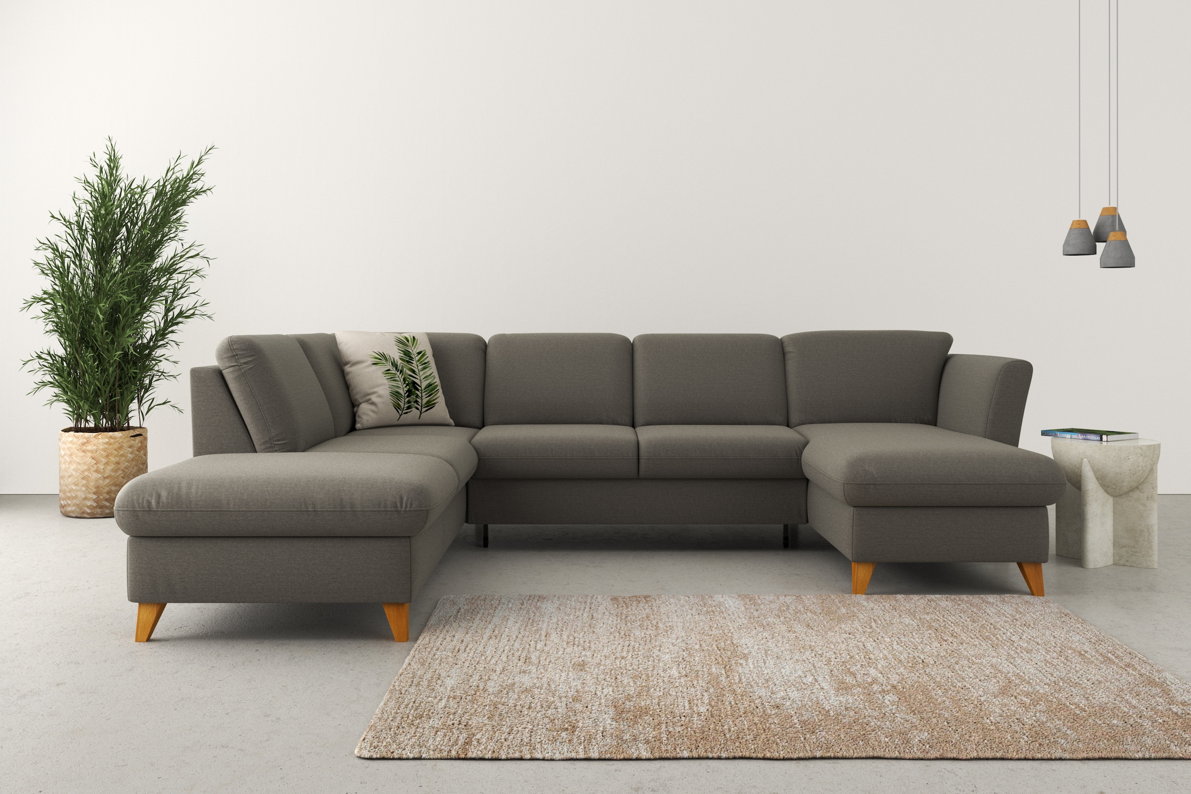 Home affaire Wohnlandschaft »Trelleborg U-Form«, Federkern-Polsterung, wahlweise mit Bettfunktion und Stauraum