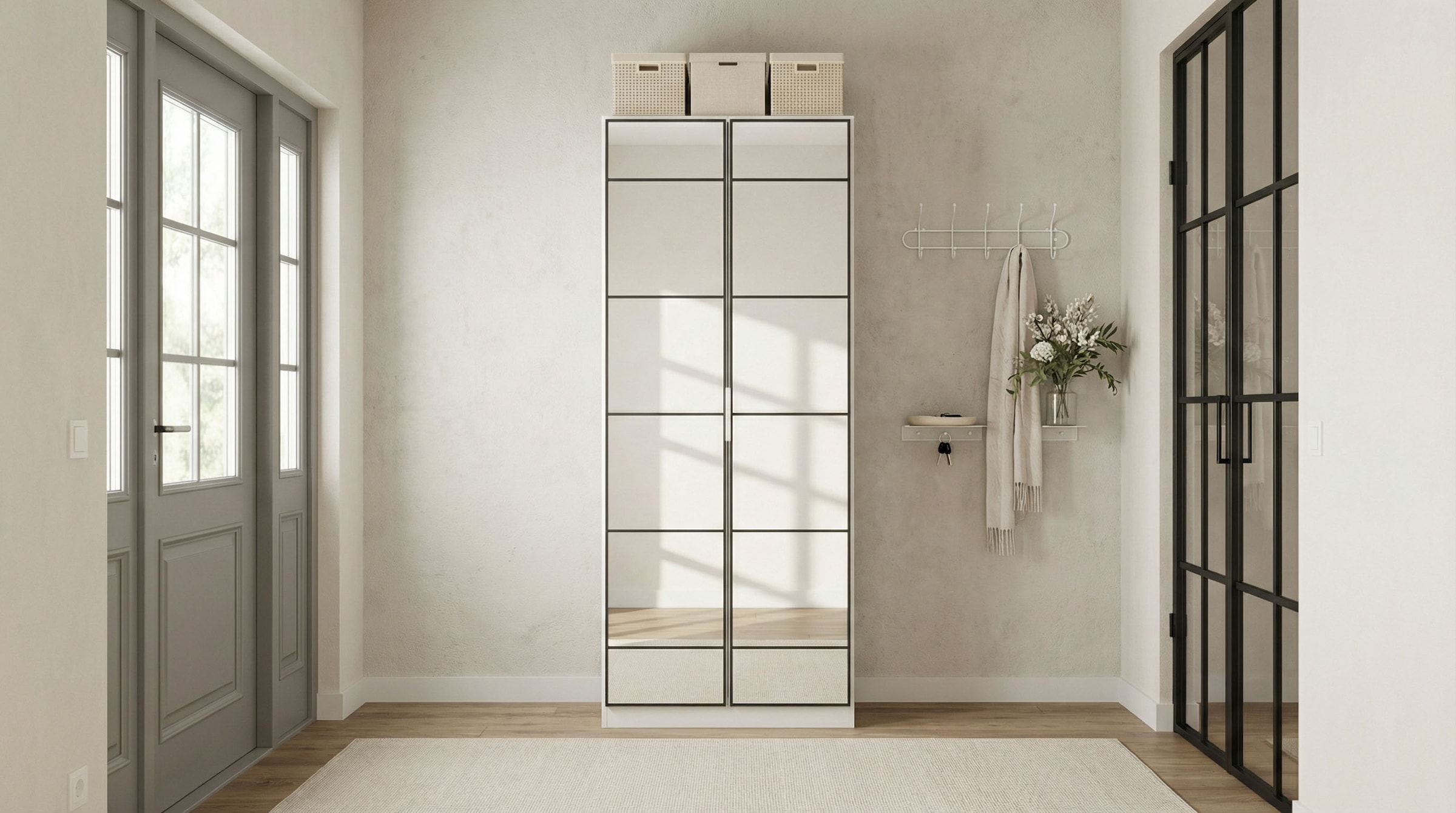 rauch Drehtürenschrank »Kleiderschrank Schrank Garderobe Schlafzimmerschrank ACERO« praktisch in Tiefe 41 cm mit vielen Einlegeböden,  Spiegelfront in moderner Loft-Optik MADE IN GERMANY