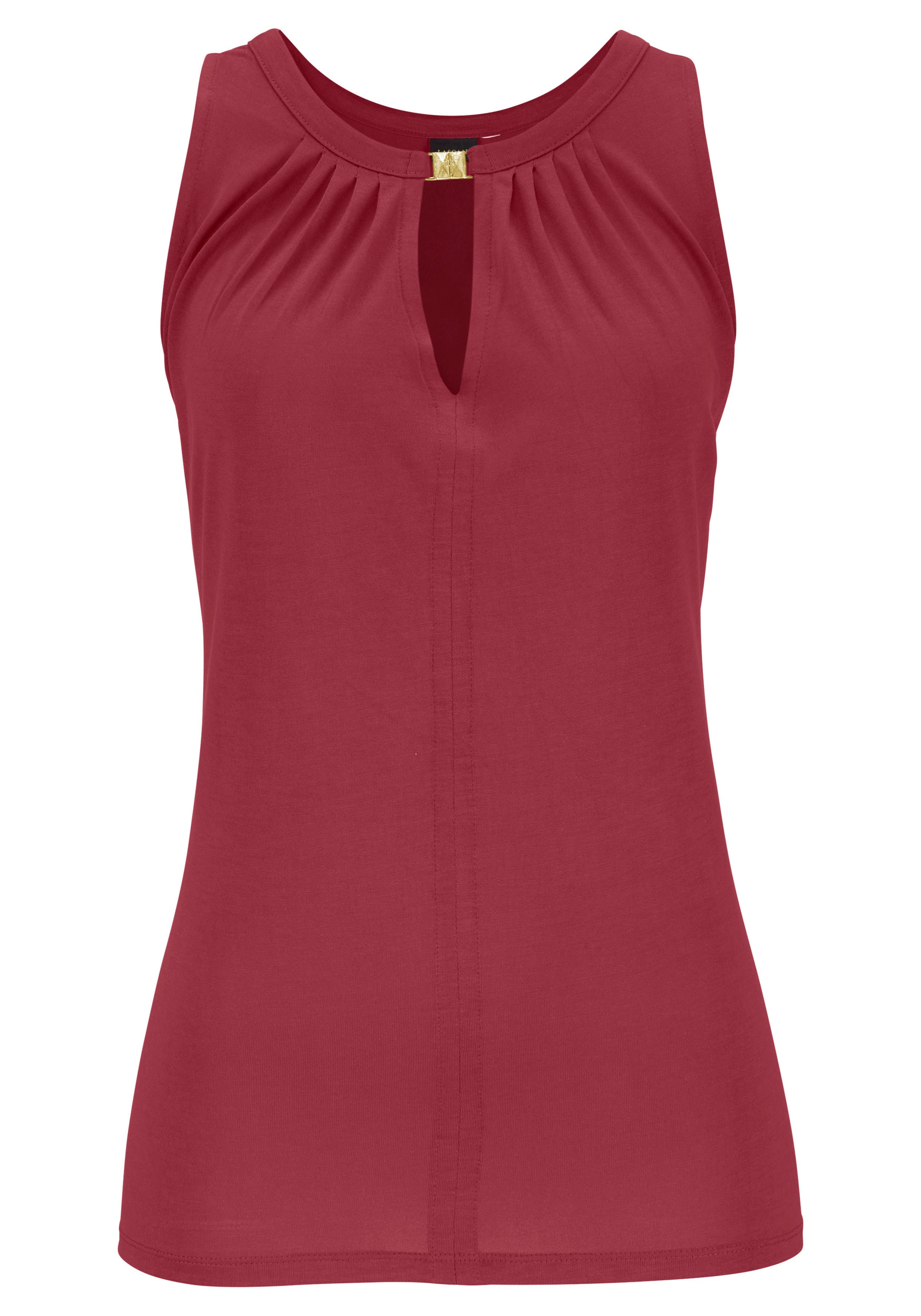 LASCANA Tanktop, mit Zieraccessoire, lässiges Jerseytop, casual günstig online kaufen