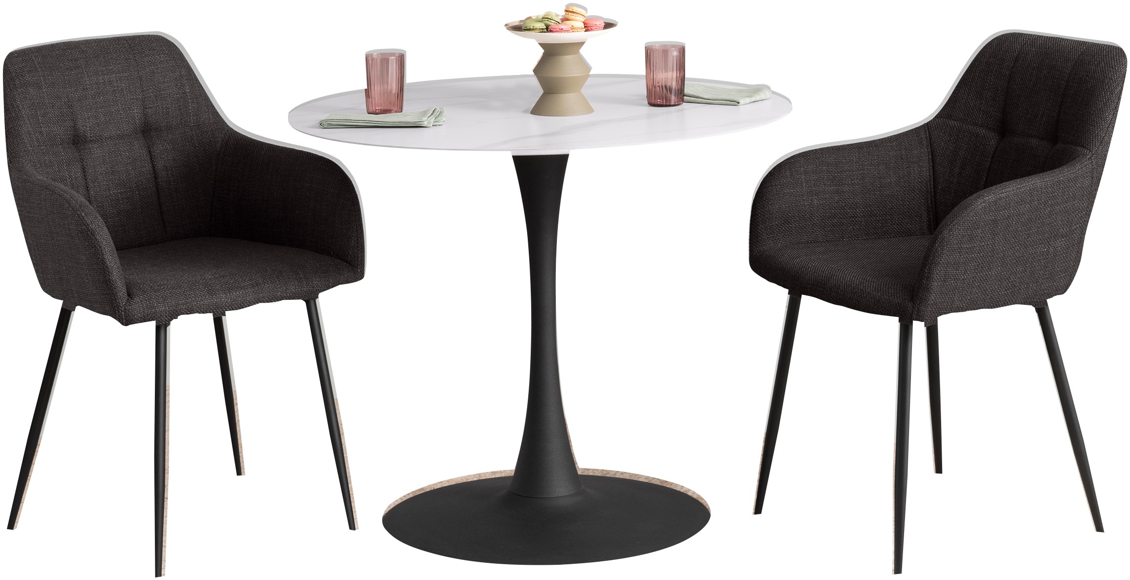 HELA Essgruppe "MOSEL" 3 Stk. tlg. Tisch 90x75 cm, Platte rund, gesinterter günstig online kaufen