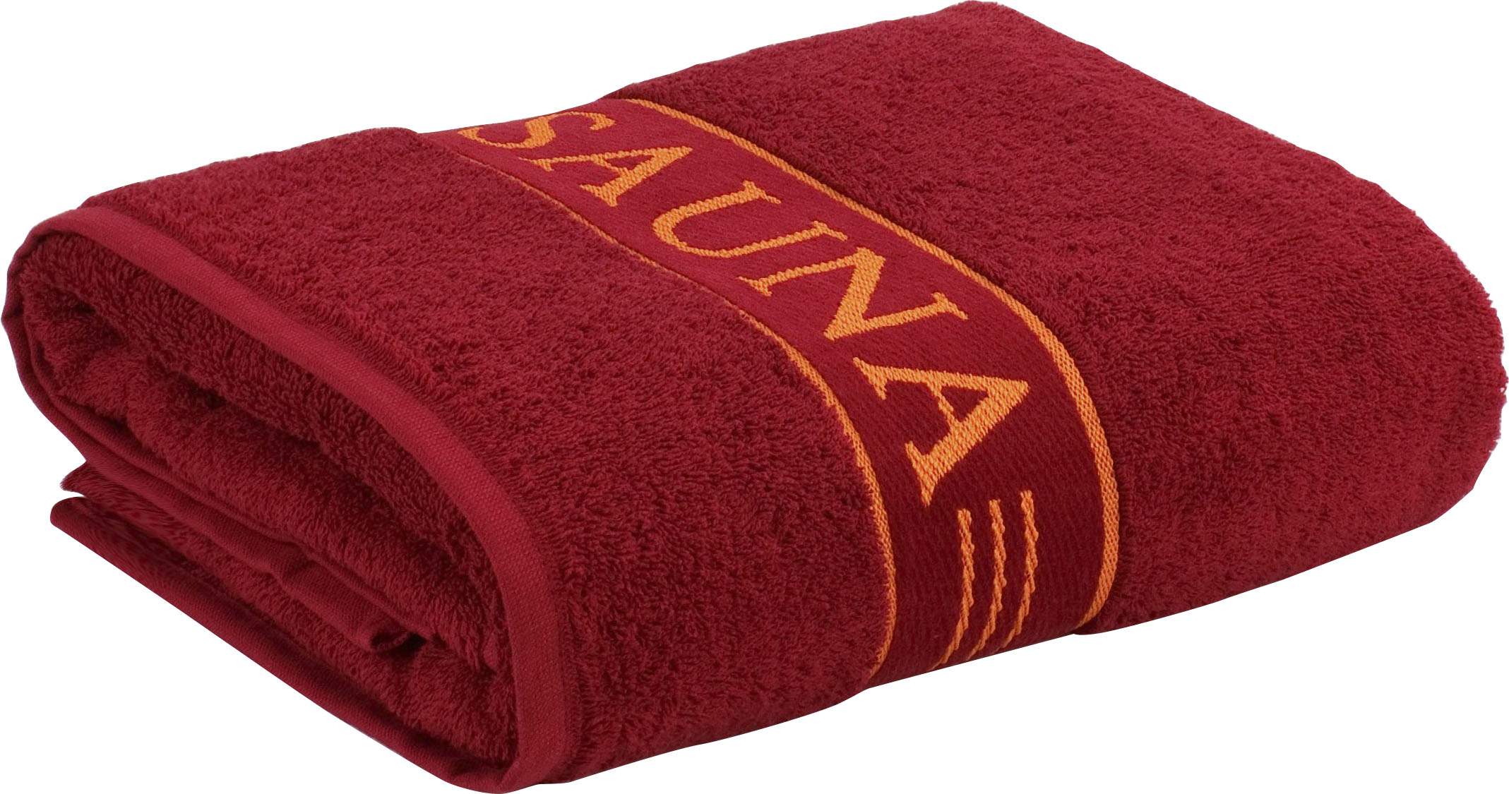 Saunatuch, B:80cm L:200cm, rot, MÖVE FOR FROTTANA, Walkfrottier, Obermaterial: 100% Baumwolle, Handtücher, "Möve", mit Saunaschriftzug auf der Bördüre