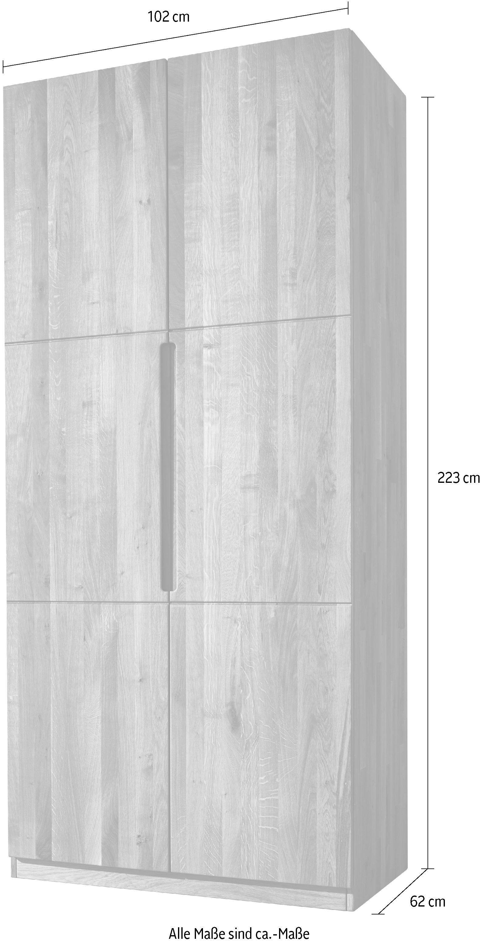Home affaire Kleiderschrank »Azelie, aus Wildeiche«, Massivholz-Kleiderschrank, im 50 cm Raster planbar