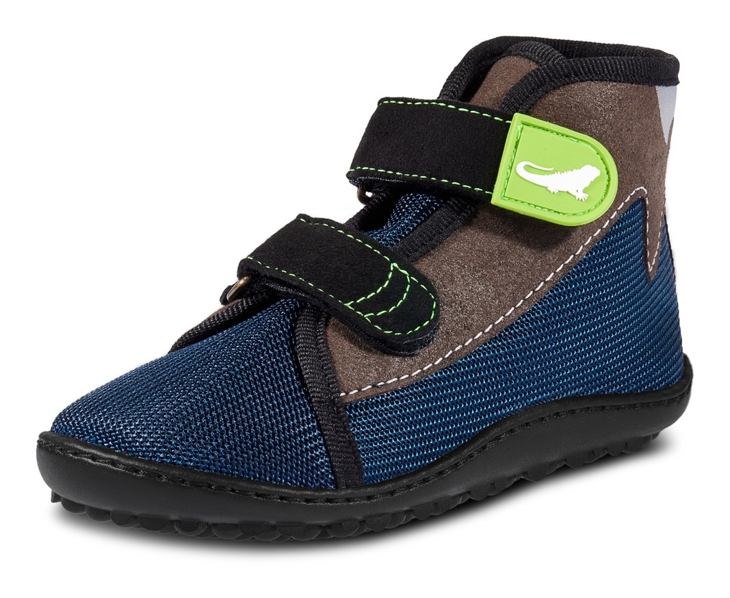 LEGUANO Kinder Barfußschuh "LEGUANITO SCIPPO", Gr. 27blau, grau, braun, Textil, Schuhe, Klettschuh, Bequemschuh, Flat mit verstellbaren