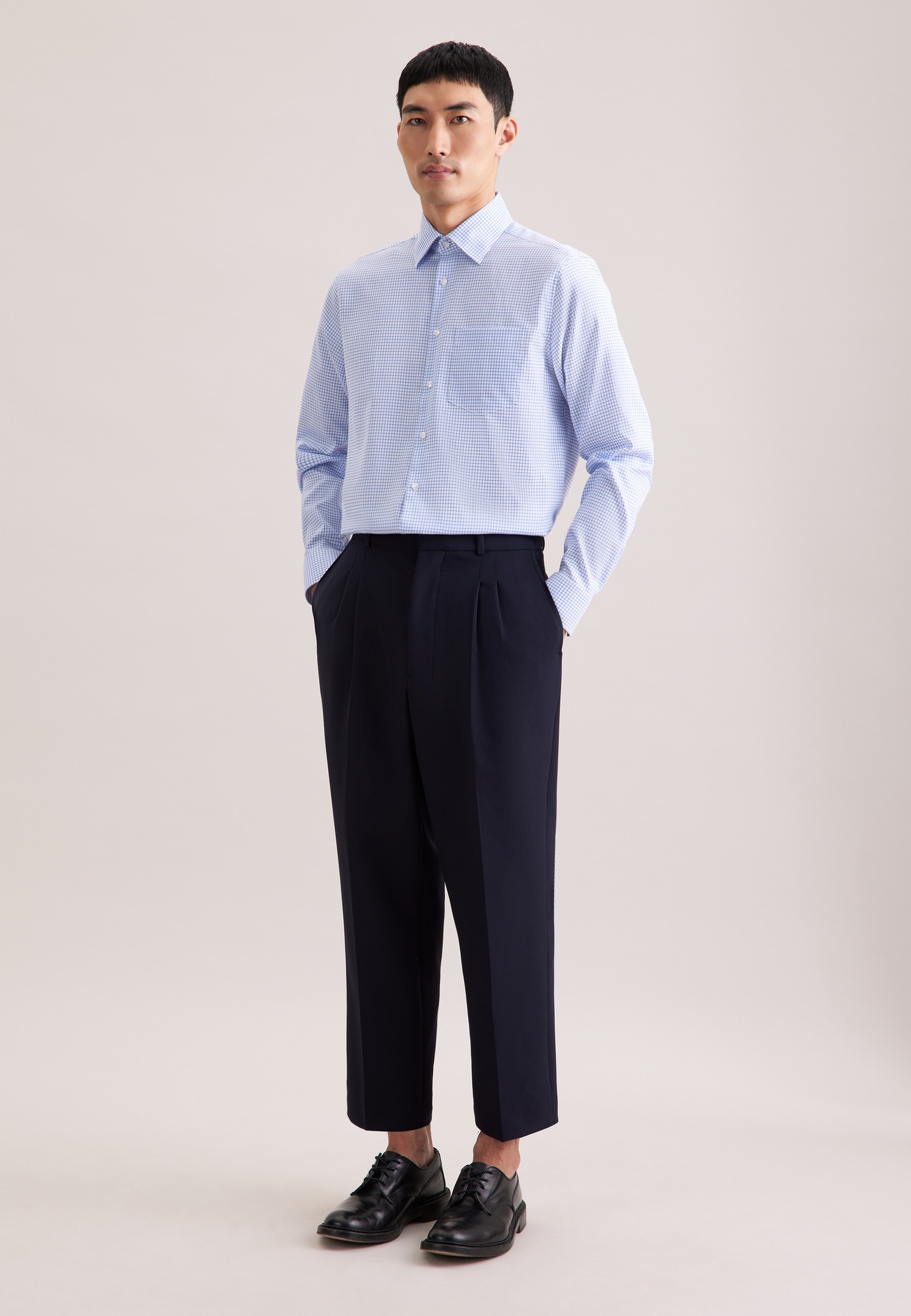 seidensticker Businesshemd »Schwarze Rose« Comfort 1/1 Covered-Button-Down-Kragen Karo