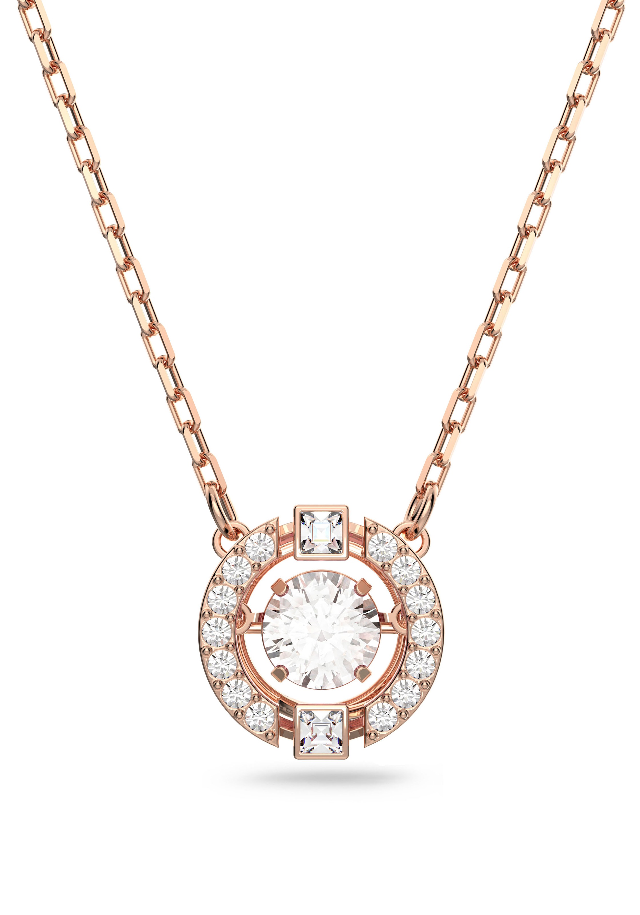 Kette mit Anhänger SWAROVSKI "Una Sparkling Dc", rosa (roségoldfarben, kristallweiß), Halsketten, Damen, Metall, L: 42, mit Swarovski Kristall 2