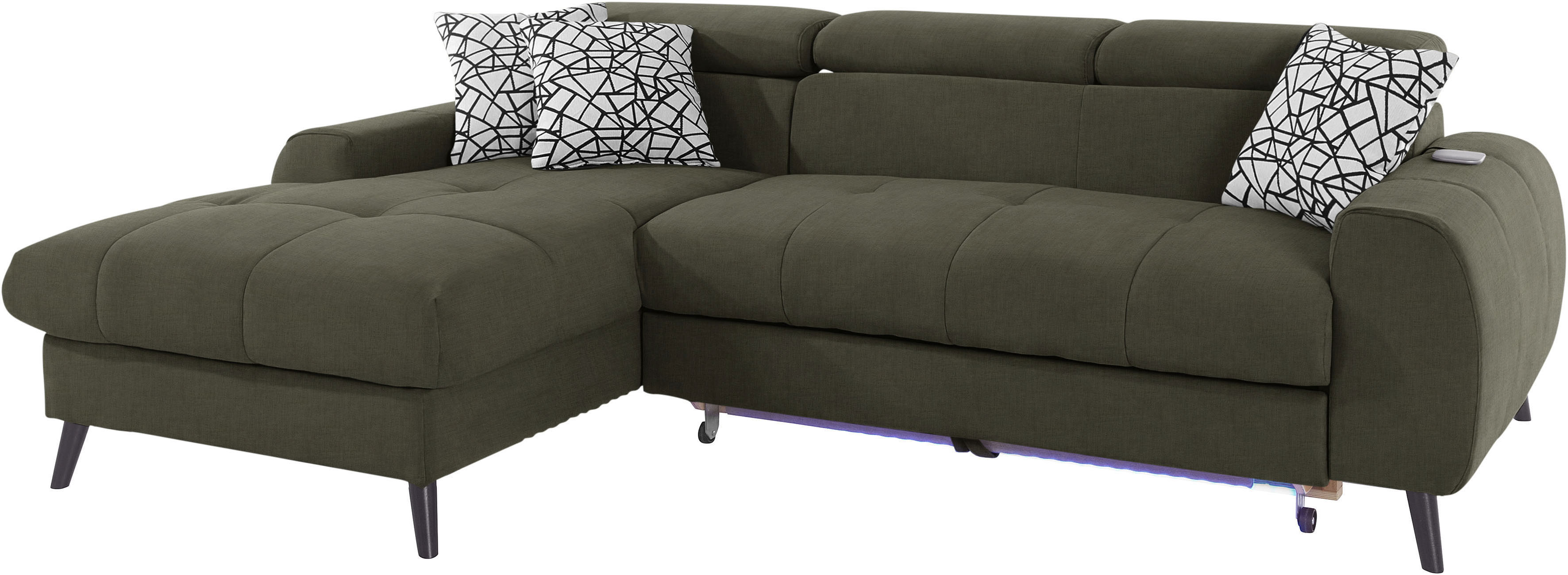 Thumbnail - COTTA Ecksofa "Mia L-Form mit 3 Zierkissen" wahlweise mit Bettfunktion, Bettkasten, Beleuchtung & Wireless-Charger