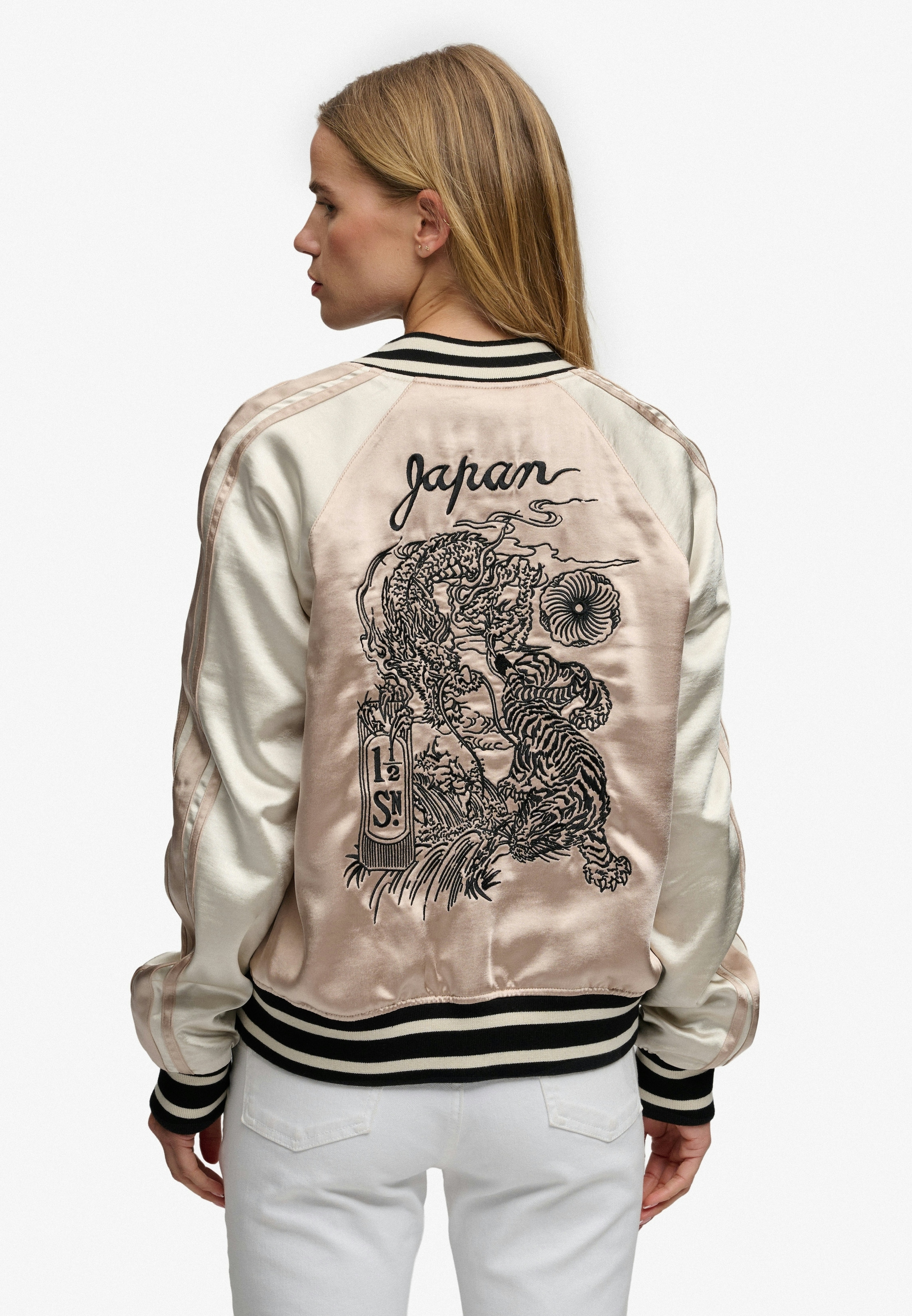 "Parka SUPERDRY ""SUIKAJAN EMBROIDERED BOMBER"", Damen, Gr. M, beige (light taupe), Web, Obermaterial: 100% Polyester, slim fit, Jacken Parka, Slim