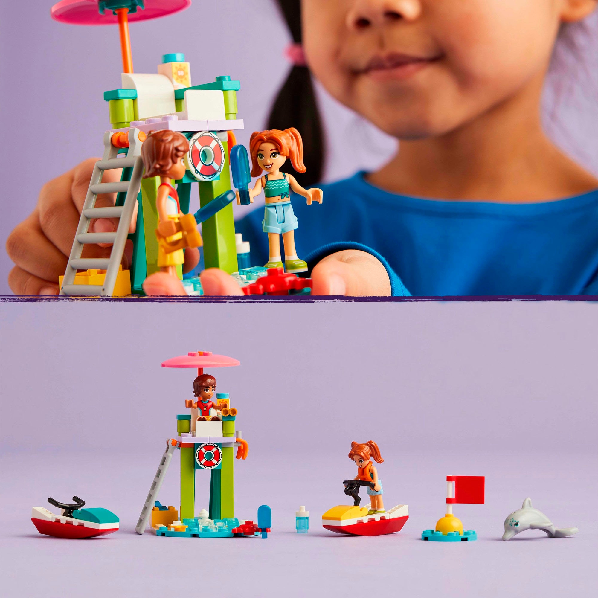 LEGO® Konstruktionsspielsteine »Rettungsschwimmer Aussichtsturm mit Jetskis (42623), LEGO Friends«, (84 St.), Made in Europe