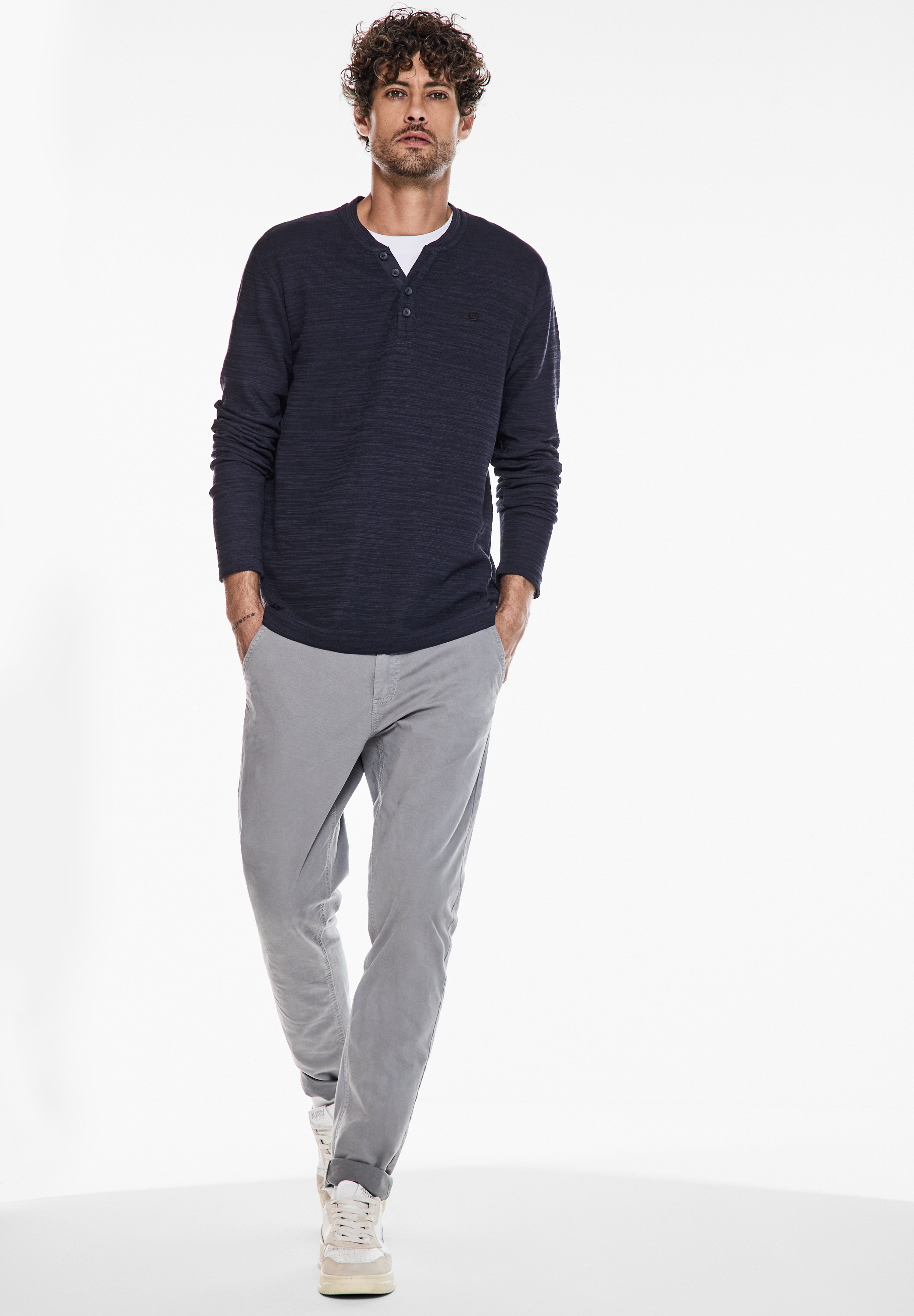 STREET ONE MEN Langarmshirt, im soften Baumwoll-Mix