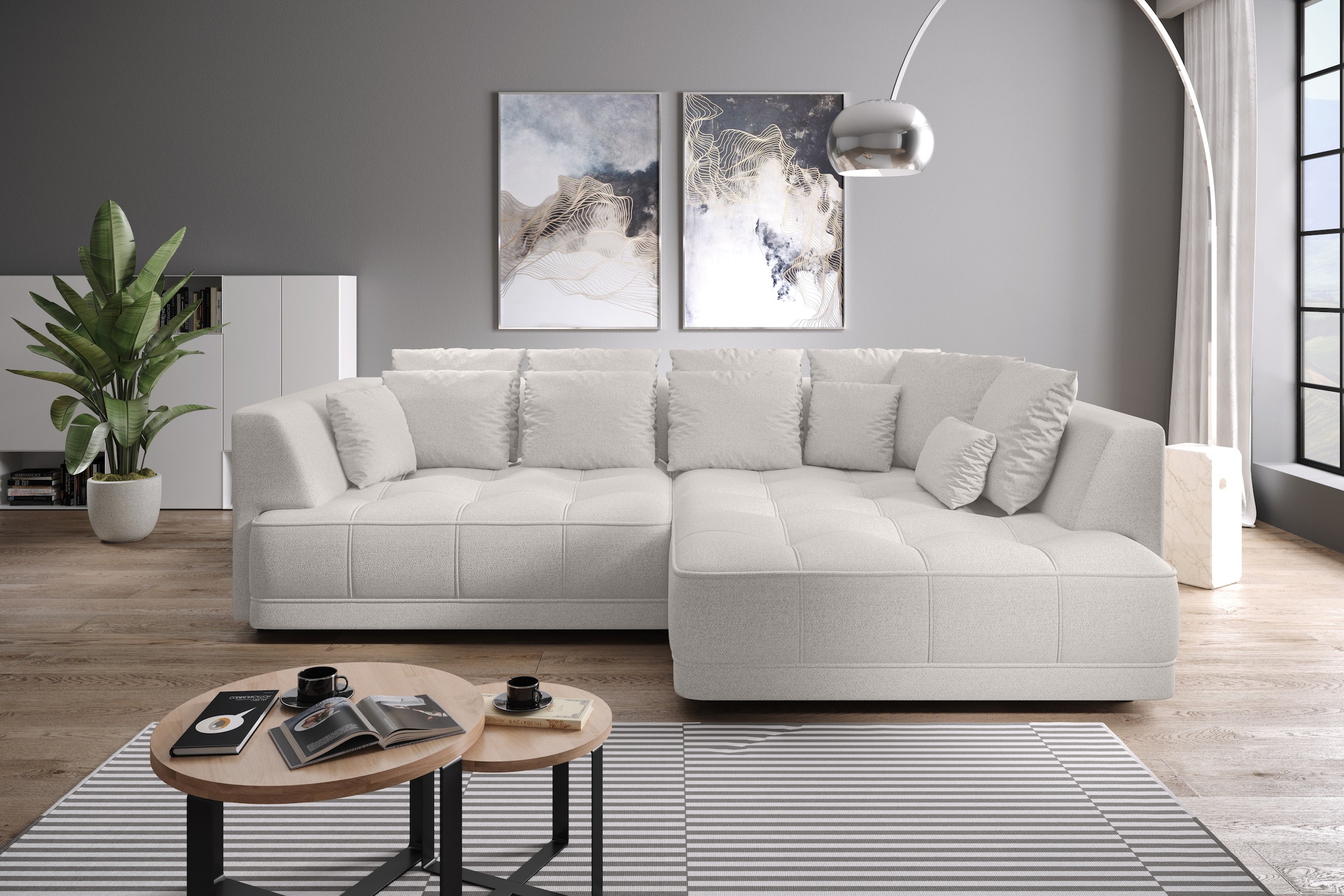 WERK2 Ecksofa "Tiga, Komfortsofa mit elekt. Auszugsfunktion, bequem, L-Form günstig online kaufen