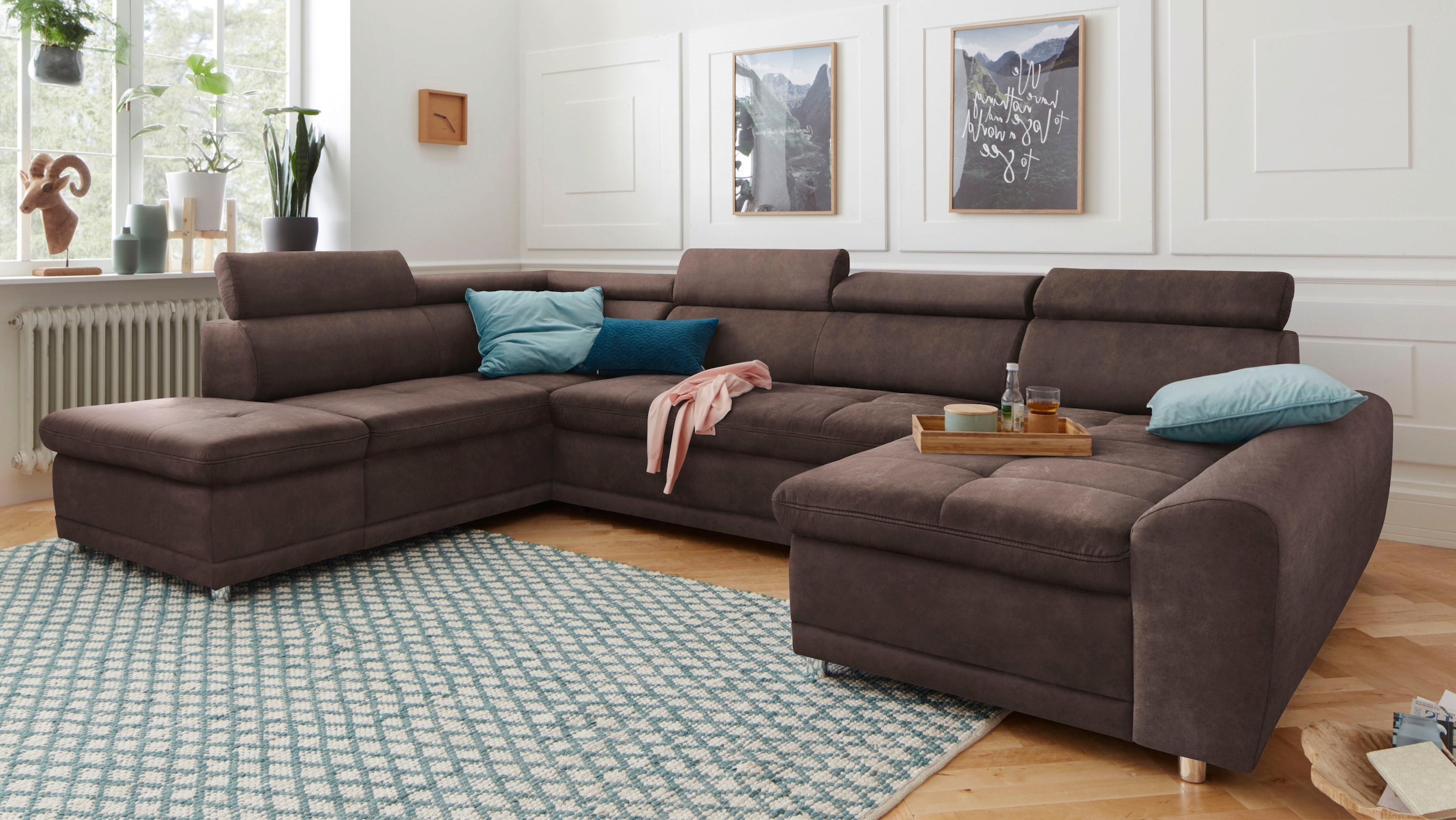 sit&more Wohnlandschaft "Riva U-Form" wahlweise mit Schlaffunktion