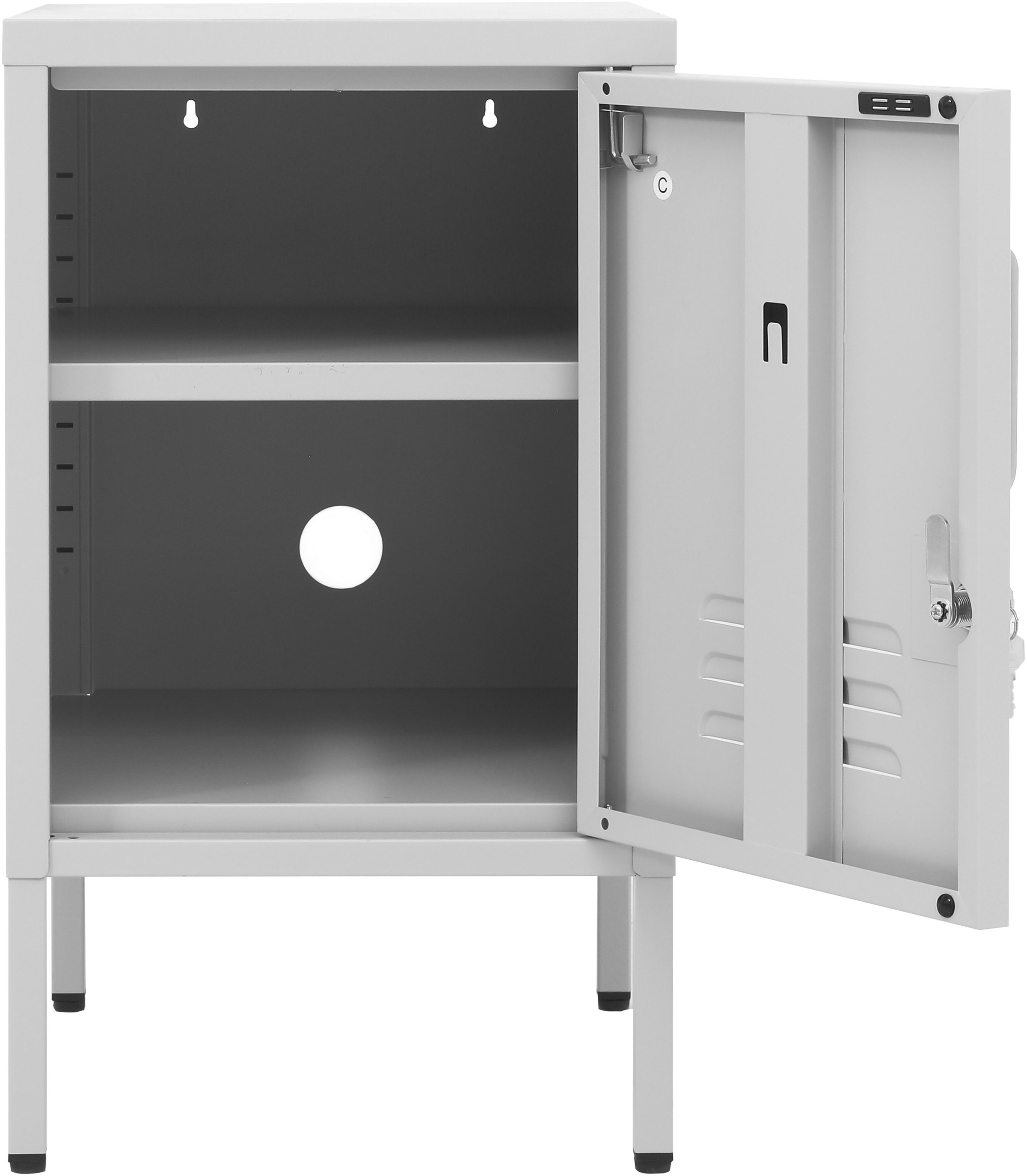 INOSIGN Nachtkommode »Nachttisch Nachtkonsole Beistelltisch Metallschrank Siena« in 4 Farben aus Metall Stahlschrank Bestseller,  in der Höhe verstellbar, abschließbar