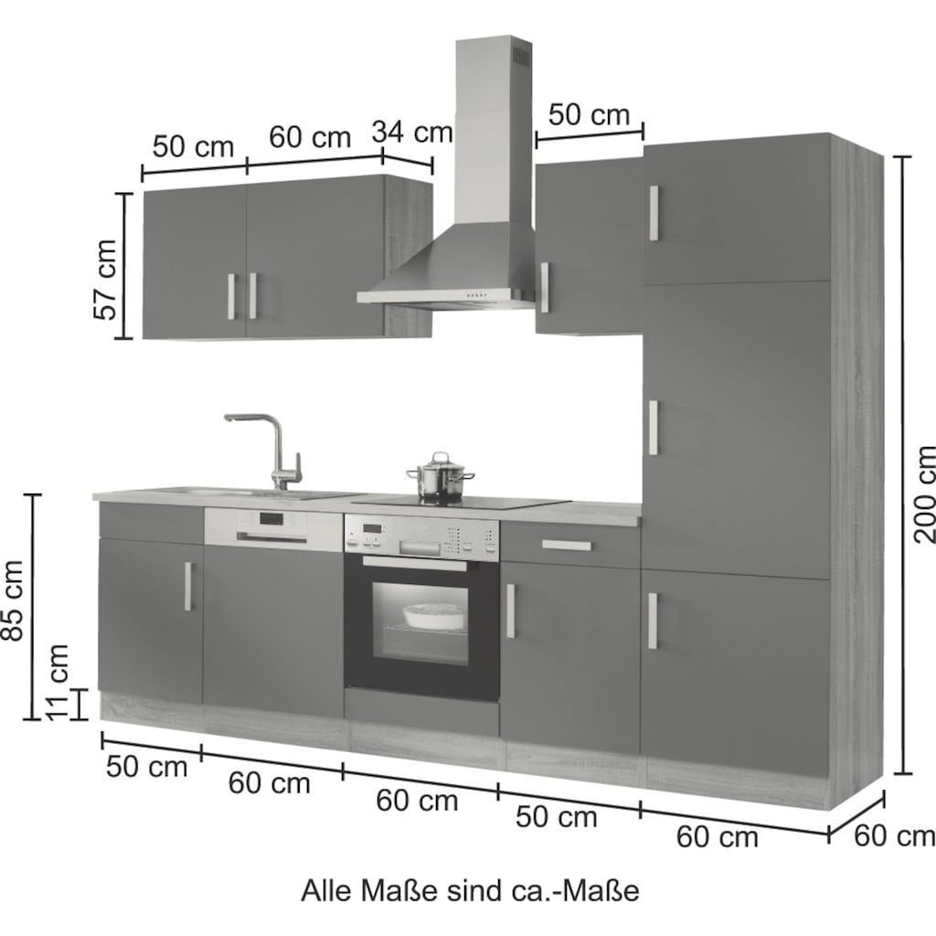 HELD MÖBEL Küchenzeile »Toronto«, mit E-Geräten, Breite 280 cm