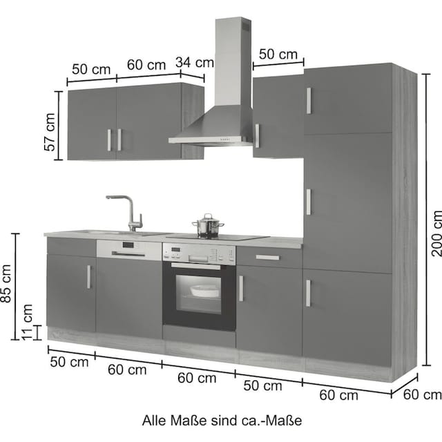 HELD MÖBEL Küchenzeile »Toronto«, mit E-Geräten, Breite 280 cm kaufen | BAUR | Küchenzeilen mit Geräten