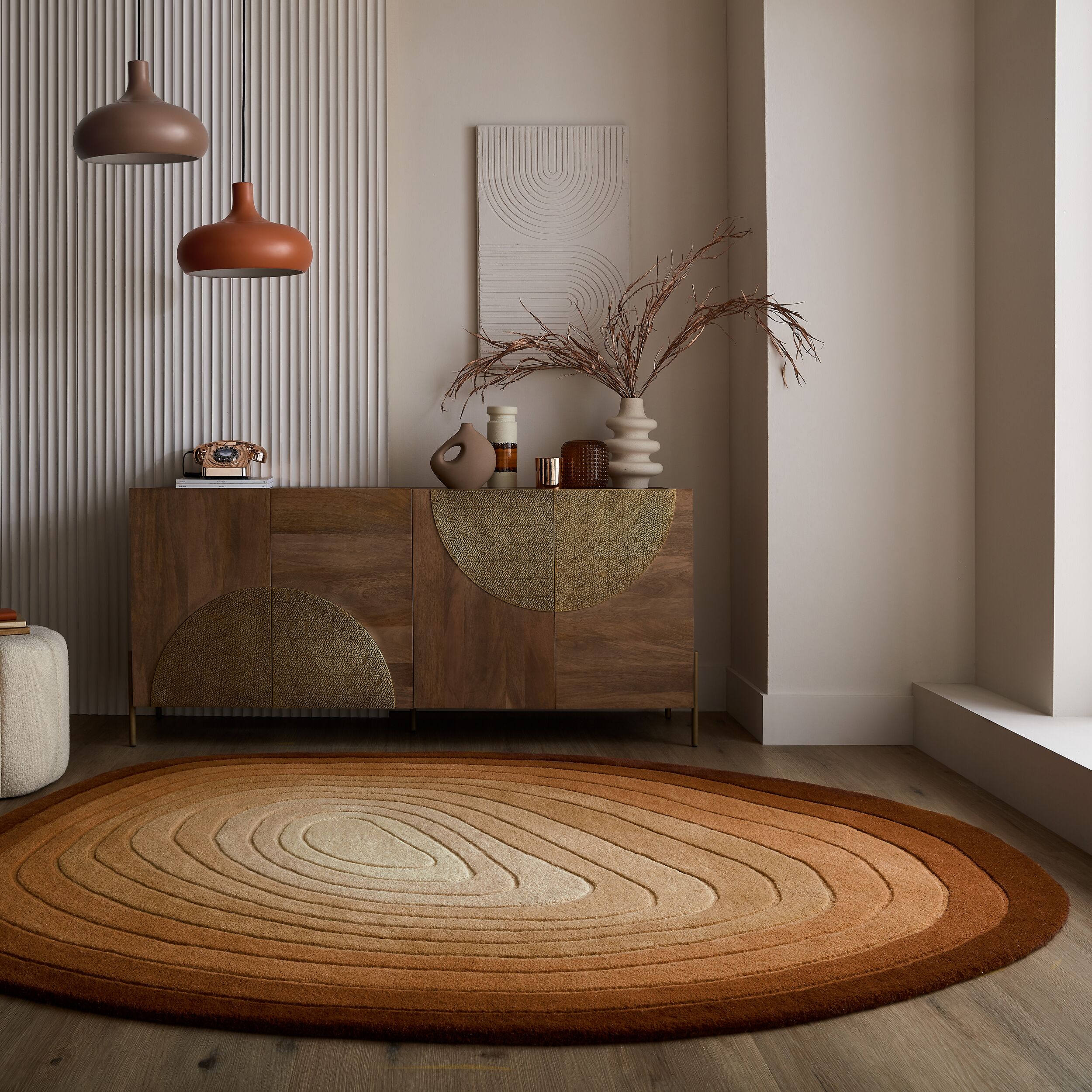 FLAIR RUGS Teppich "PUDDLE OMBRE WOOL" rechteckig 11 mm Höhe Wollteppich in Pfützenform