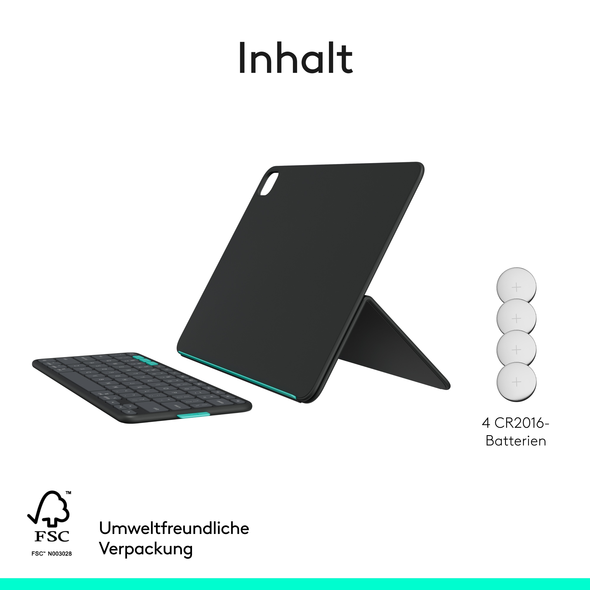 Logitech iPad-Tastatur »FLIP FOLIO - DEU - WESTMID-511 - IPAD PRO&AIR 13 INCH,PIZZA BOX«, Bluetooth-Tastatur