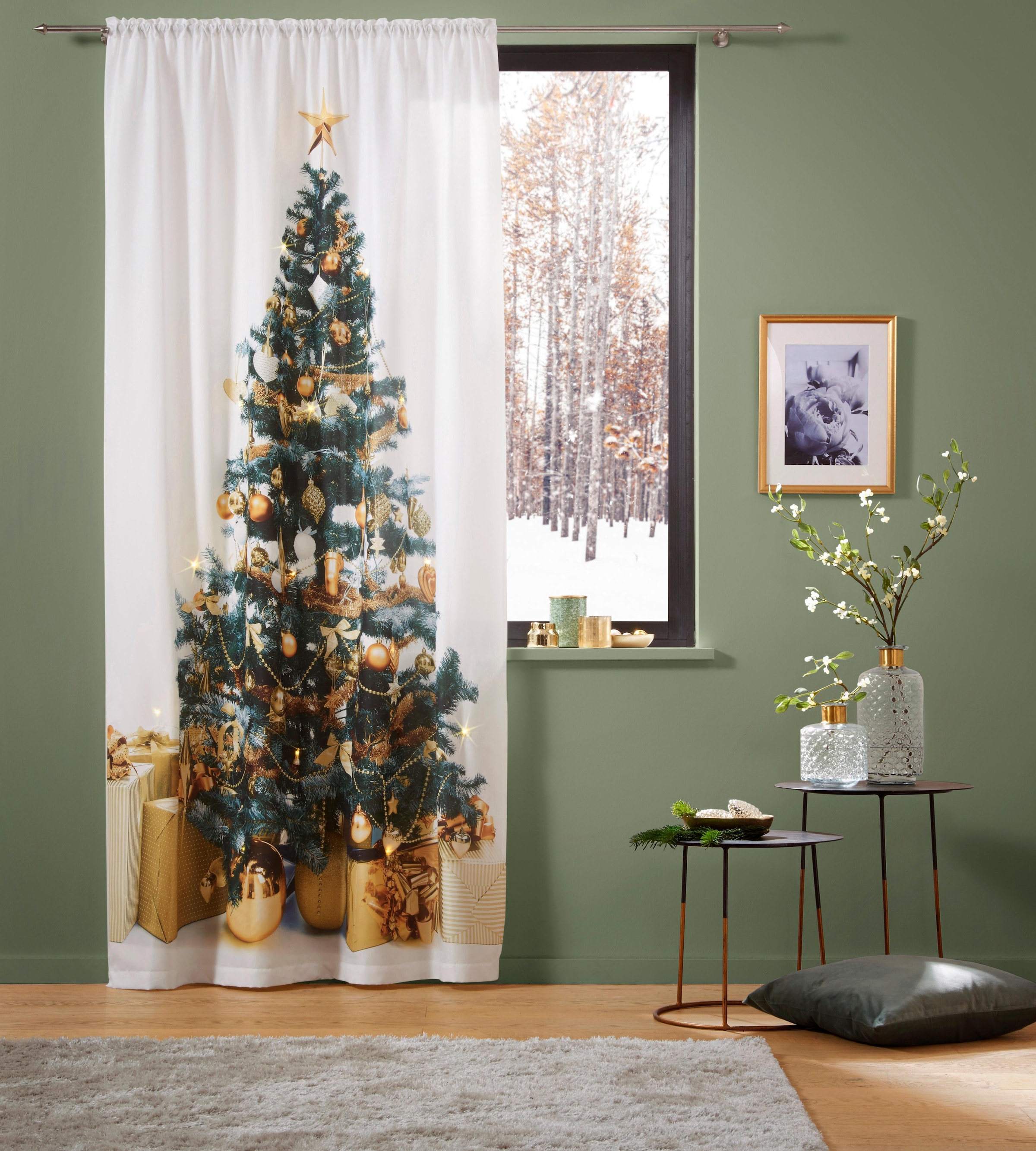 Weihnachtsdeko 230x140 »Xmas | my home (1 HxB: BAUR Tree«, mit Weihnachtlich Vorhang St.),