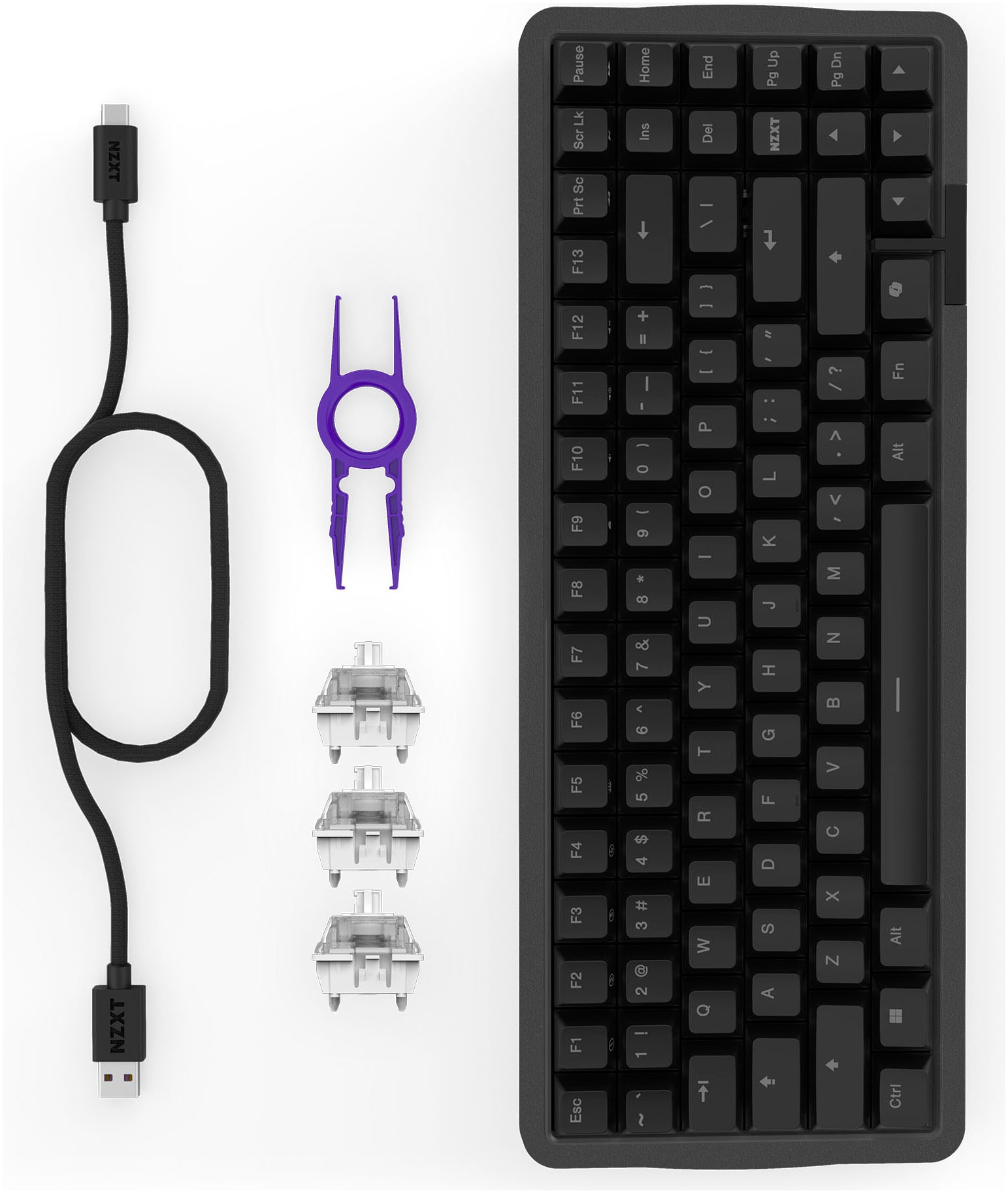 NZXT Gaming-Tastatur »Function Elite MiniTKL«, (Anpassbare Höhe-Fn-Tasten-USB-Anschluss-Profil-Speicher-Profil-Speicher)