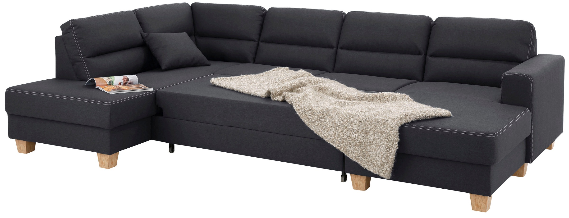 Thumbnail - Home affaire Wohnlandschaft "Navan, komfortabel mit viel Platz, U-Form" wahlweise mit Bettfunktion und Kopfstütze