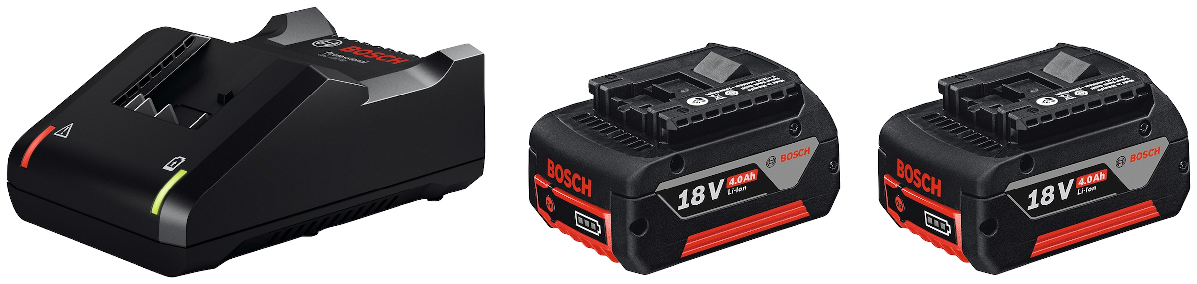 Bosch Professional Akku Starter-Set "GAL 18V-40 / GBA 18V 4.0Ah", inkl. 2 Akkus und Ladegerät