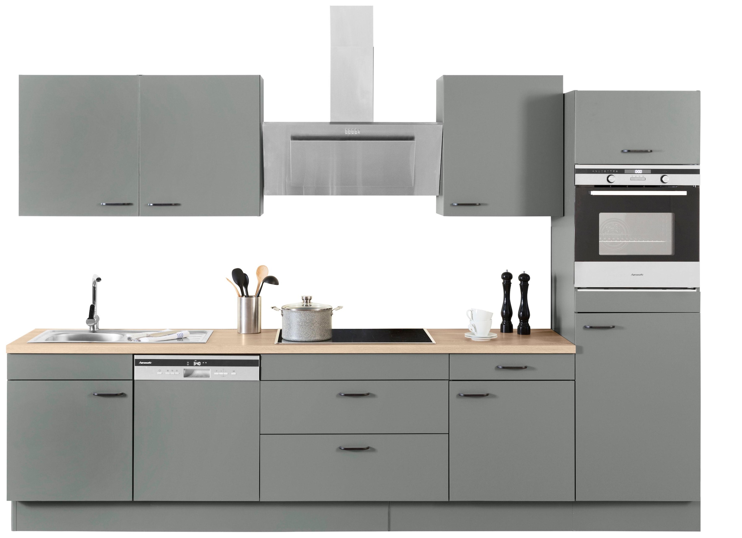 OPTIFIT Küchenzeile »Elga«, | BAUR Premium-Küche, Breite 330 großen Soft-Close-Funktion, cm Vollauszügen, kaufen