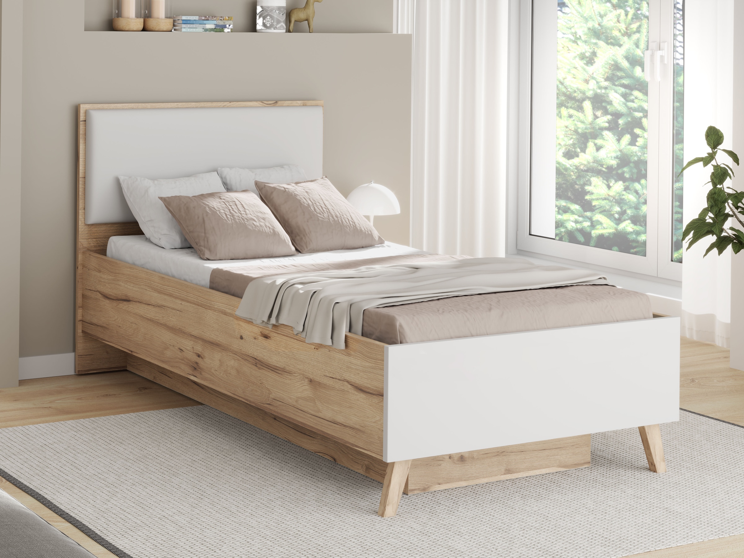 FORTE Stauraumbett »Vankka viel Stauraum, skandinavisches Design, Made in Europe«, aufklappbarer Lattenrost, weitere Produkte zur Serie erhältlich