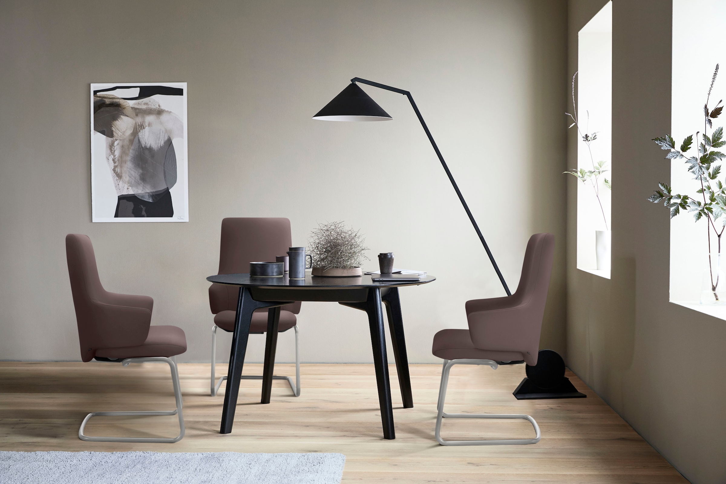Stressless Polsterstuhl "Laurel" () High Back mit Armlehne, Größe L, mit Beinen aus Stahl in Schwarz matt