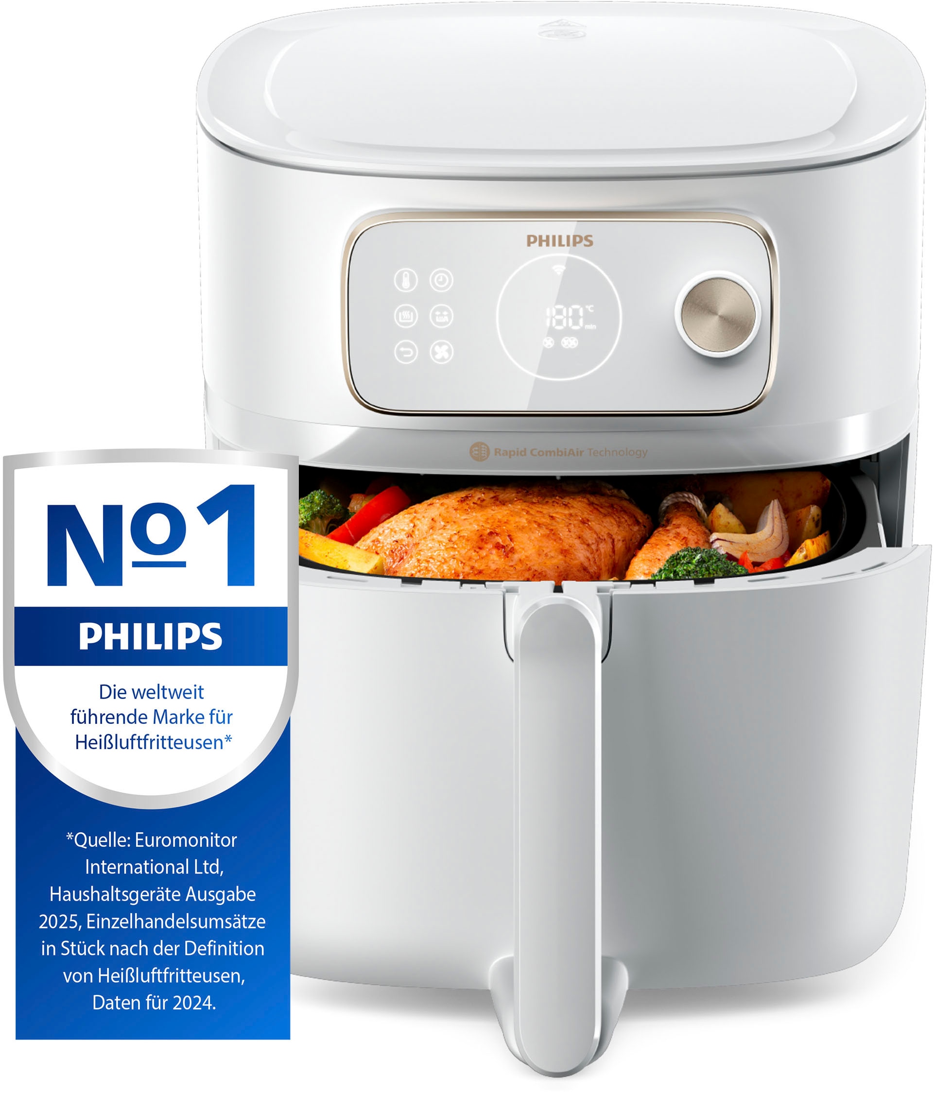Philips Heißluftfritteuse »Airfryer XXL Kombi HD9876/90, mit 8,3 l, Rapid CombiAir Technologie«, 2200 W, Fassungsvermögen 8,3 l, 22 Kochfunktionen, QuickClean und WiFi Konnektivität