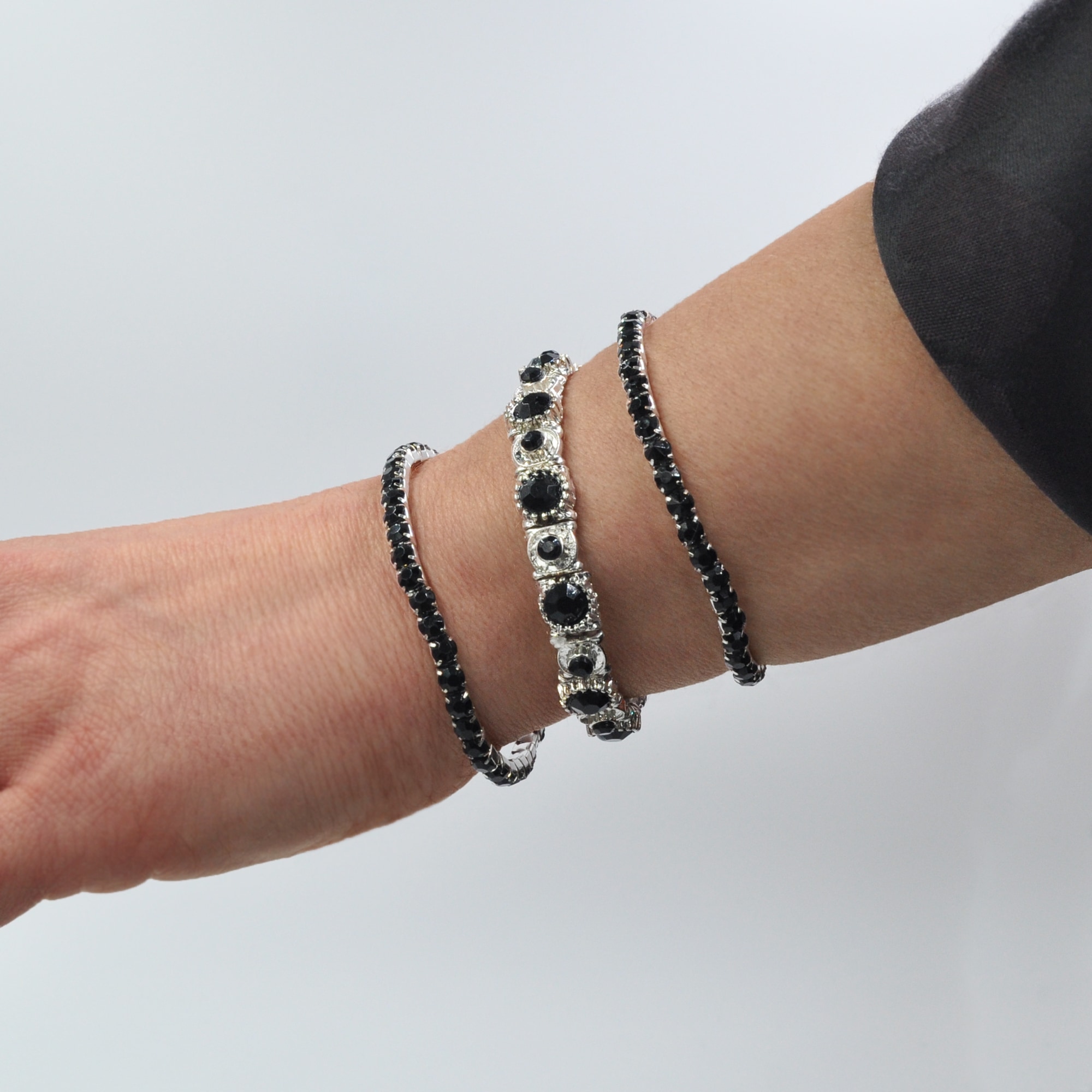 Steuer Armband »Set aus 3 Strecharmbändern rhodiumf.-schwarz«