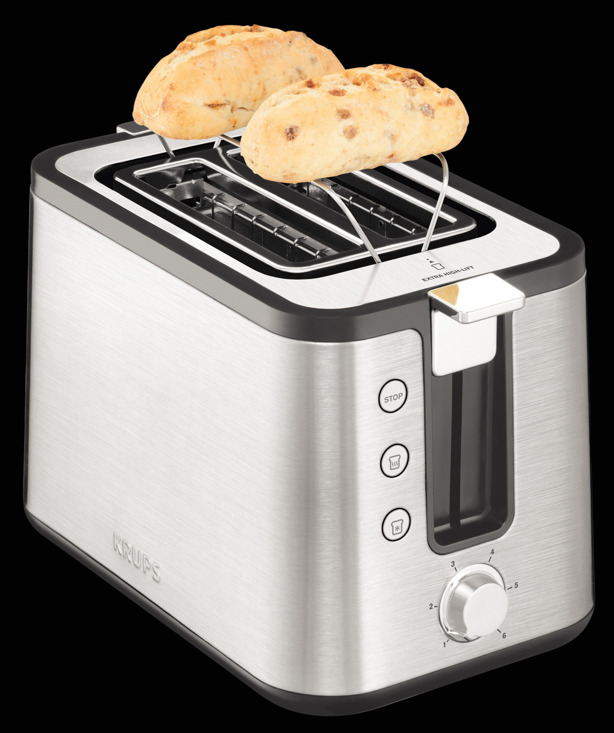 Krups Toaster »KH442D Control Line«, 2 kurze Schlitze, für 2 Scheiben, 850 W, 6 Stufen, erweiterte Funktionen, Hebefunktion, Krümelschublade