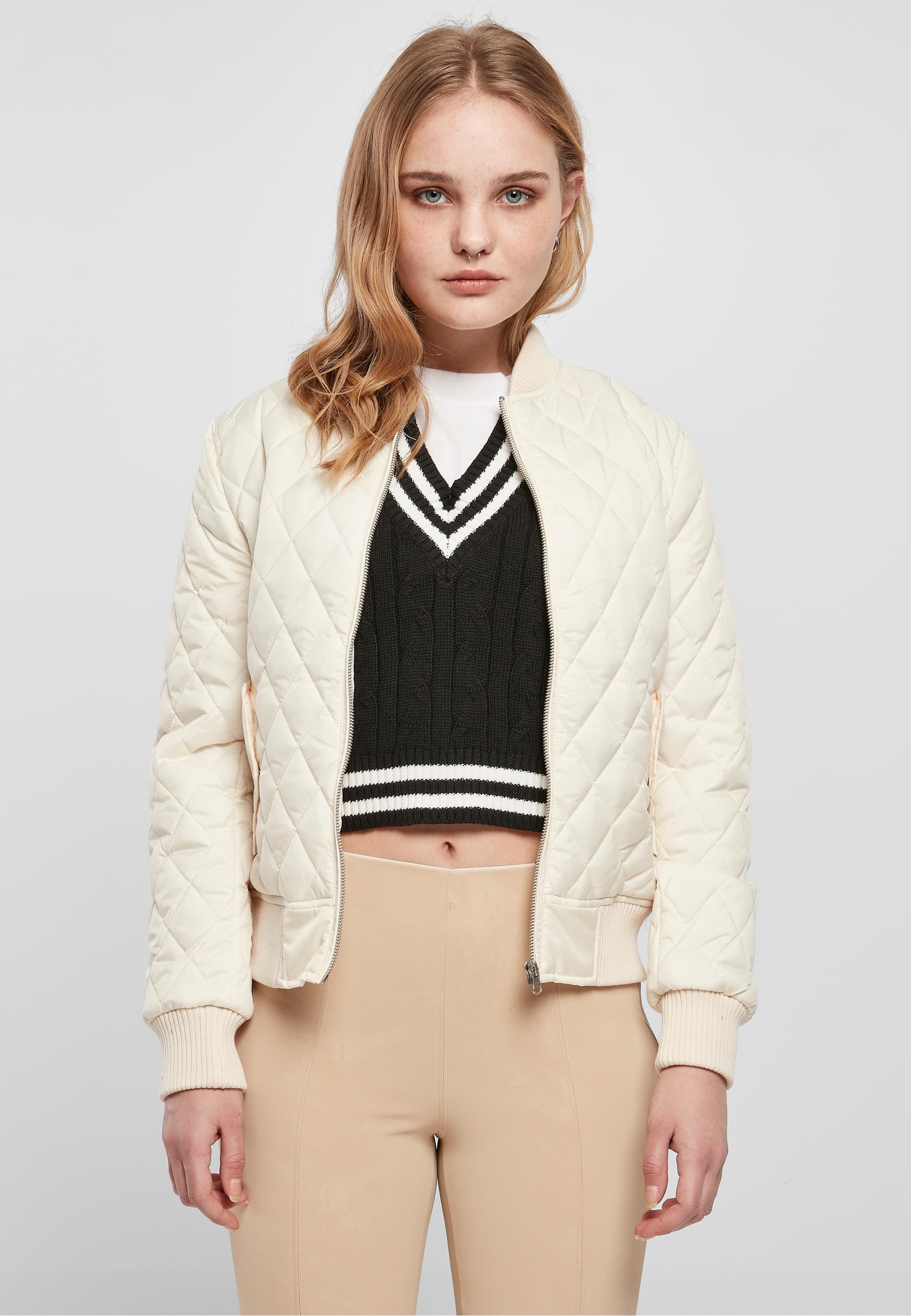URBAN CLASSICS Allwetterjacke »Urban Classics Damen Ladies Diamond Quilt Nylon Jacket«, (1 St.), ohne Kapuze