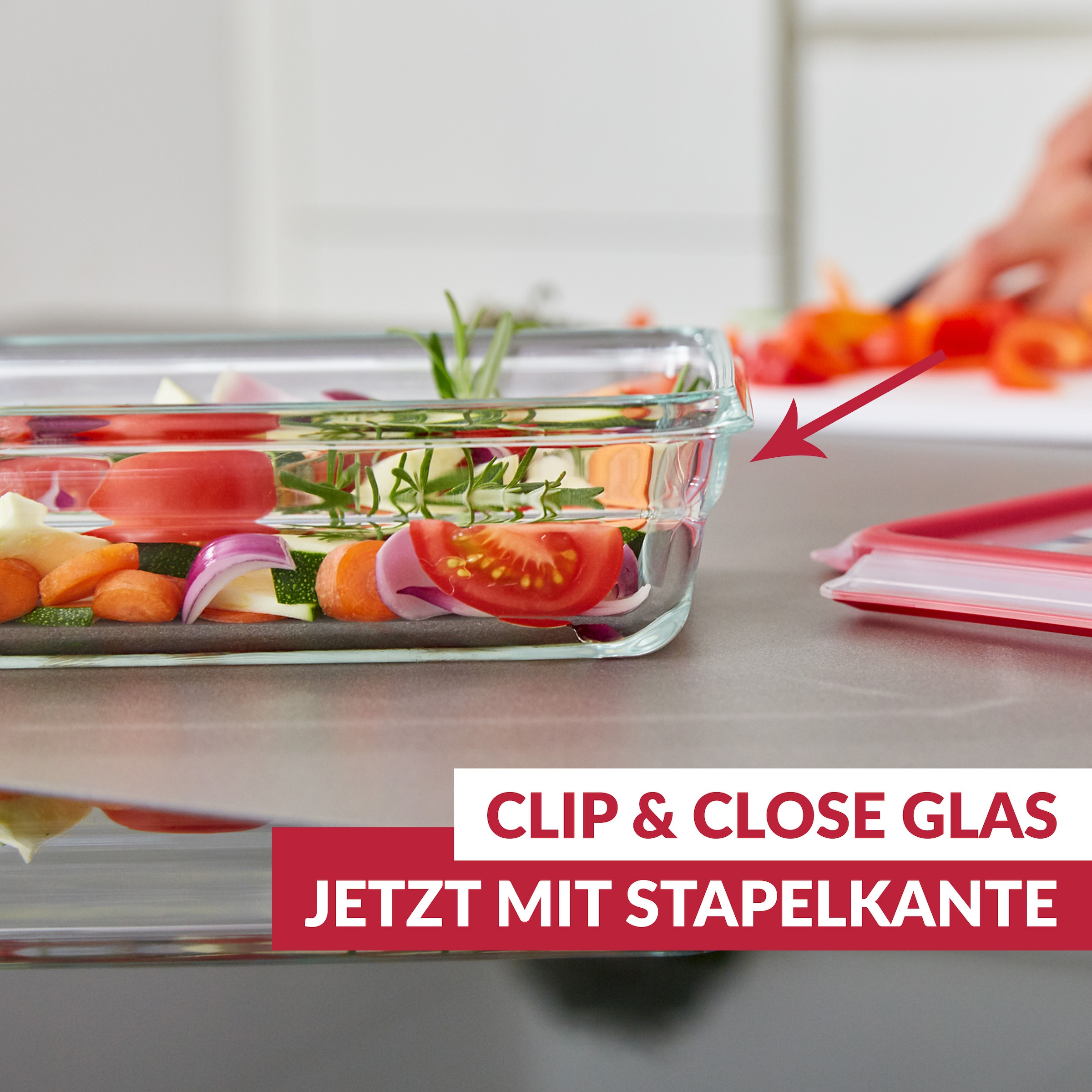 Emsa Frischhaltedose »Clip & Close Glas«, (Set, 3 tlg.), 0,45/0,8/2L,  gefrier-, backofen-, mikrowellen- und spülmaschinenfest kaufen | BAUR