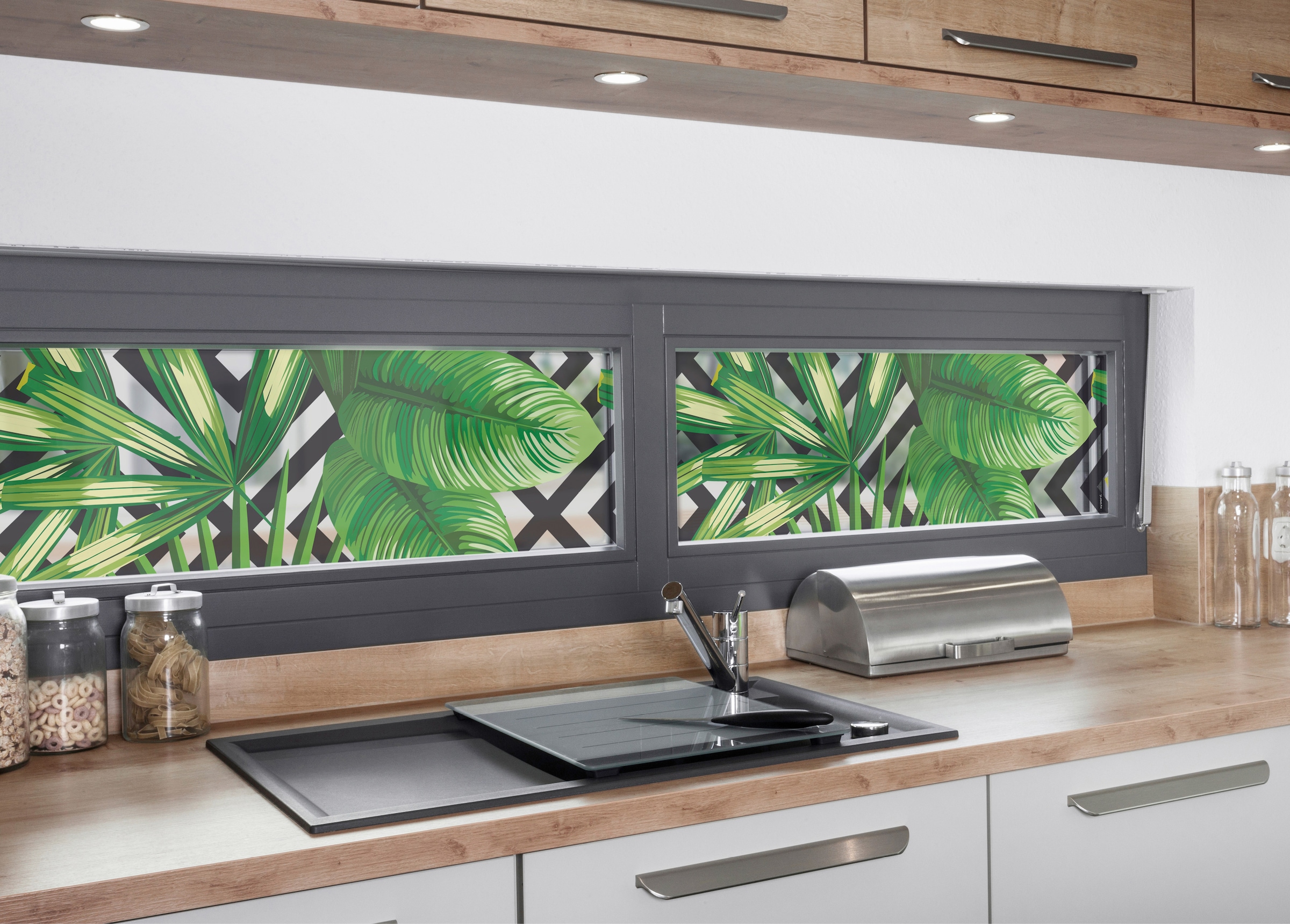 MySpotti Fensterfolie »Look Leaves'n'Cevron«, halbtransparent,  glattstatisch haftend, 200 x 30 cm, statisch haftend kaufen | BAUR