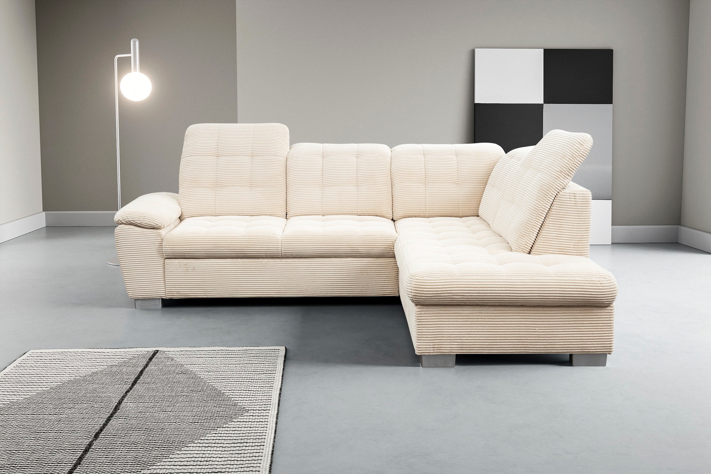 WERK2 Ecksofa "Bonny inkl. Kopfteilverstellung, Bettfunktion, Stauraum, Bre günstig online kaufen