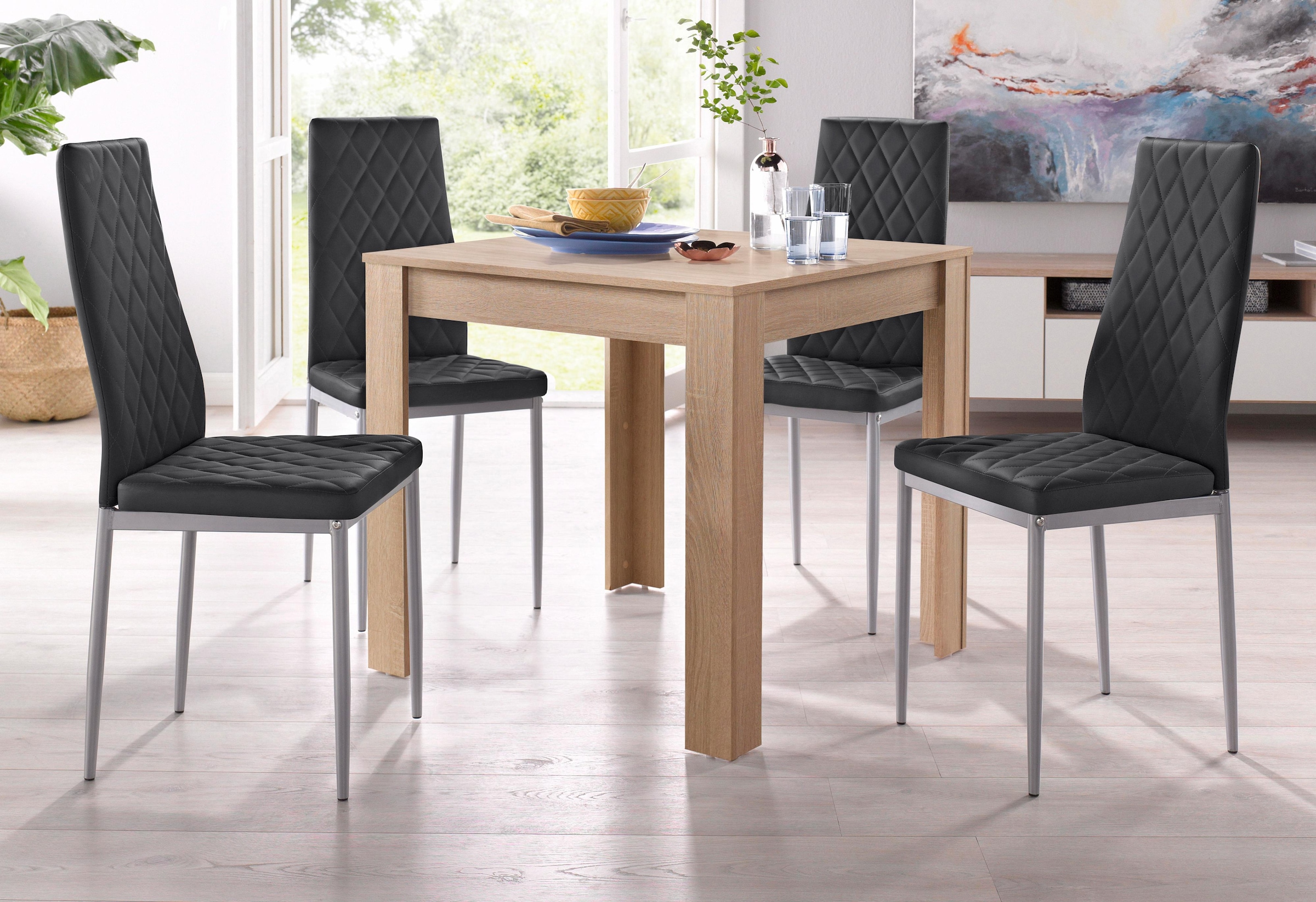 INOSIGN Essgruppe Set, 5 Stk. tlg. mit Tisch in Eichefarben Sägerau, Breite günstig online kaufen