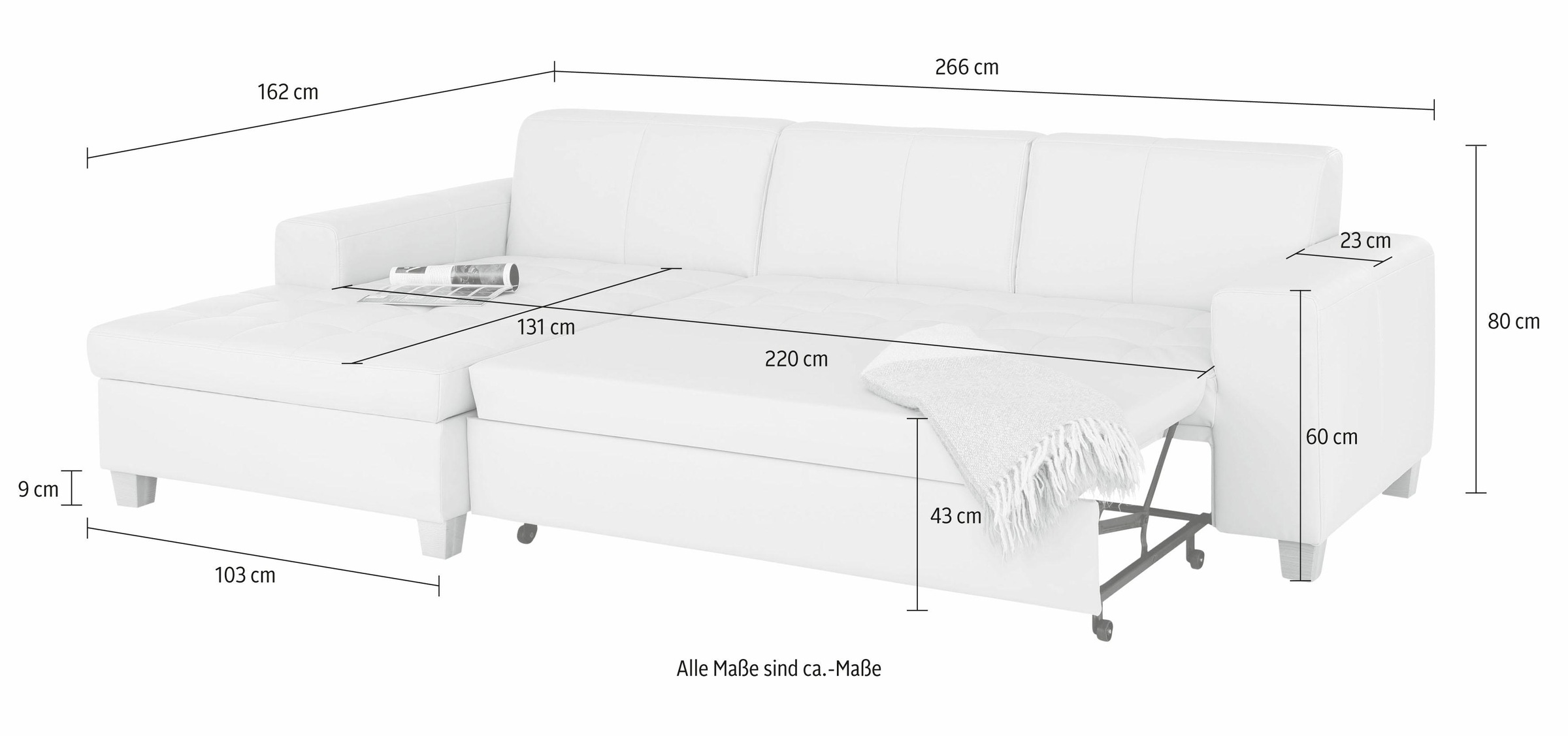 Home affaire Ecksofa »Corby L-Form«, wahlweise mit Bettfunktion, Steppung auf Sitzfläche