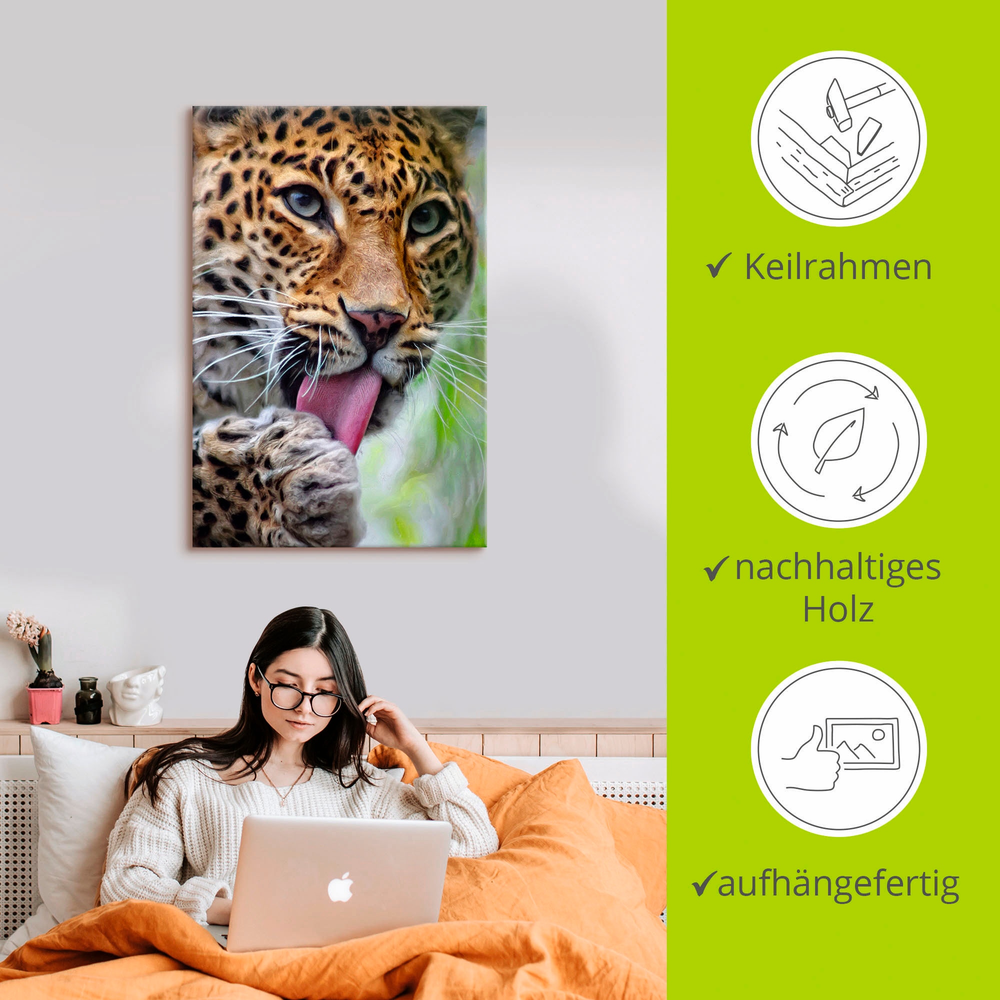 Artland Wandbild »Leopard«, Wildtiere, (1 St.), als Leinwandbild, Poster, Wandaufkleber in verschied. Größen