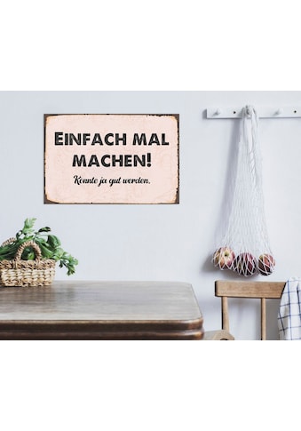 queence Metallbild »Einfach machen« Schriftzüg...